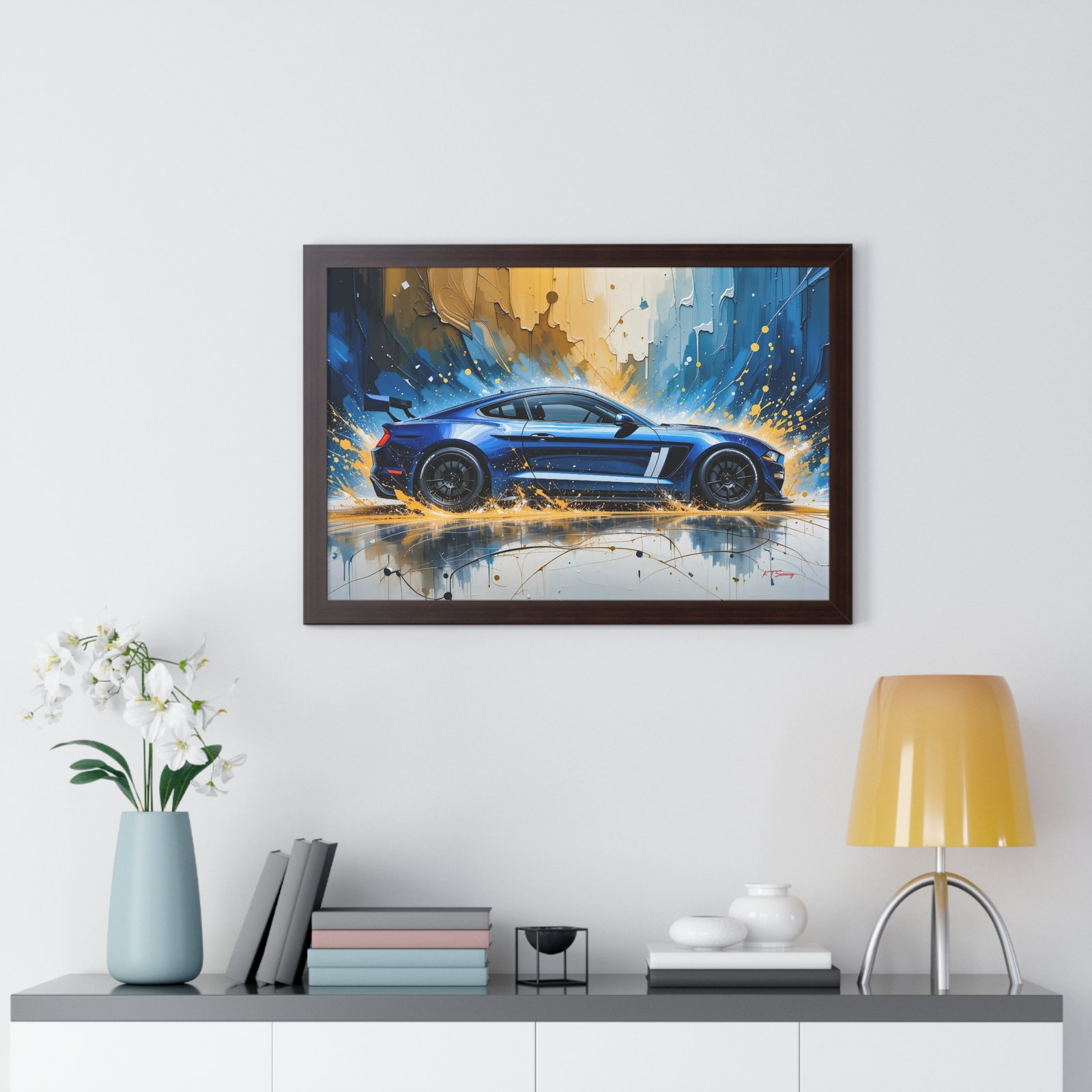 Limited Edition Mustang GT Wall Art Framed Print in Blue with White Stripes | Classic Mustang Collector’s Artwork - Image 17