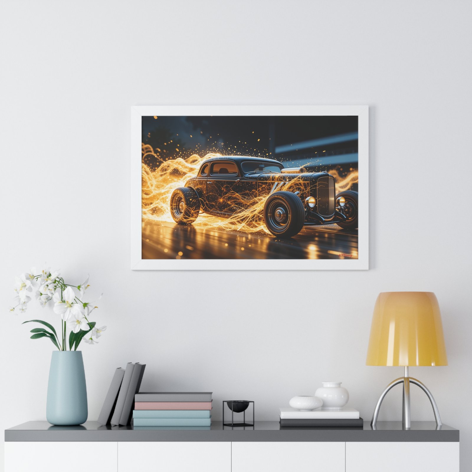 Limited Edition Futuristic Hot Rod Wall Art Framed Print with Translucent Ghost Flames | Original Collector’s Car Artwork - Image 26