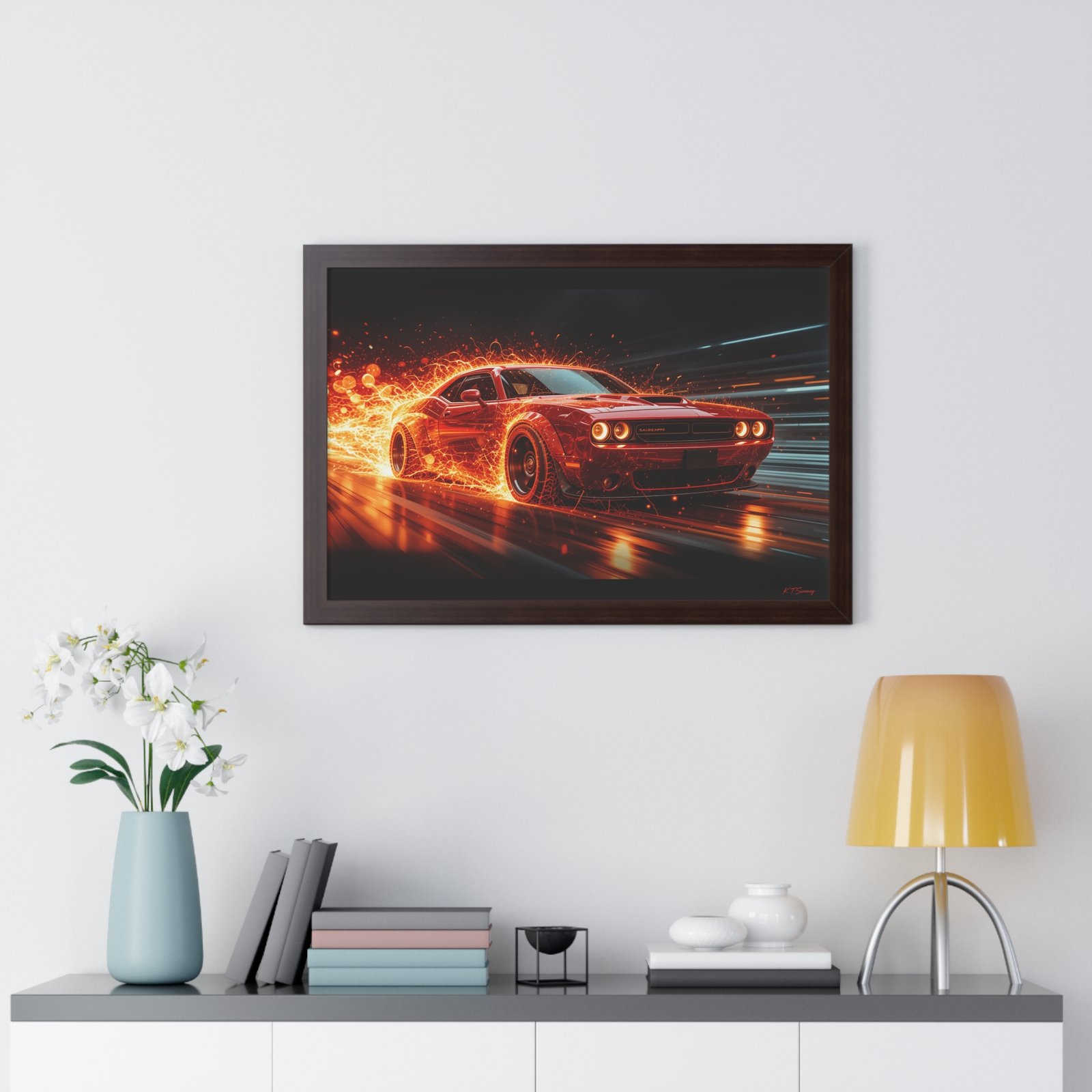 Limited Edition Dodge Hellcat Wall Art Framed Print with Ethereal Flames | Collector’s Muscle Car Artwork - Image 17
