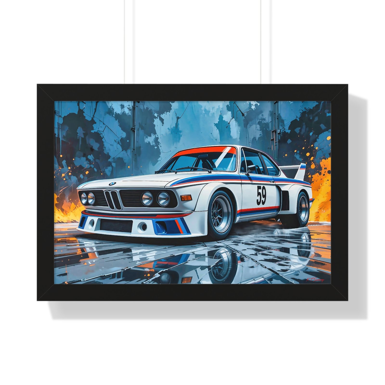 Limited Edition BMW 3.0 CSL Wall Art Framed Print Inspired by Brumos Racing Team | Classic BMW Collector’s Artwork