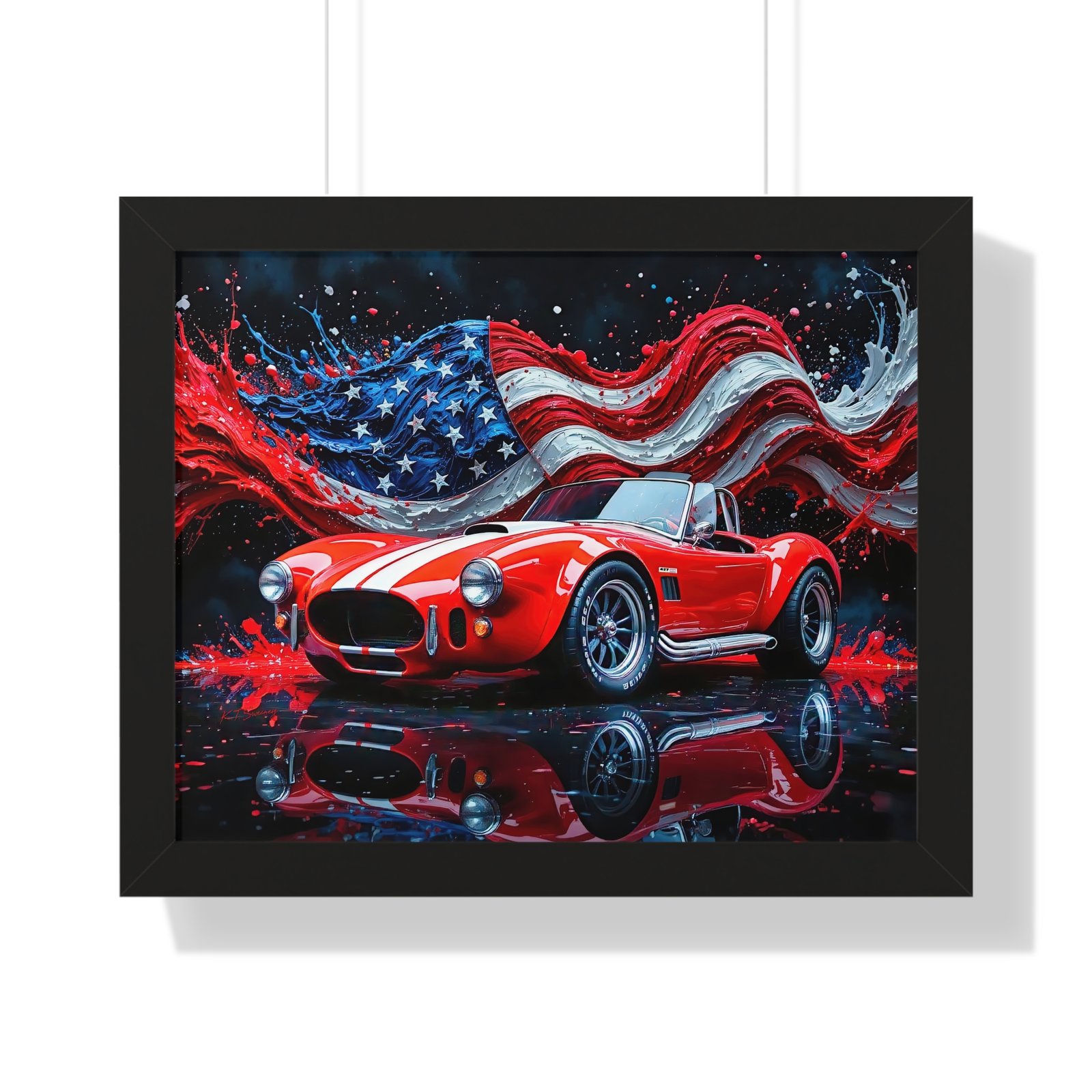 Exclusive Edition Red Shelby Cobra with White Stripes and USA Patriot theme | Collector’s Shelby Artwork