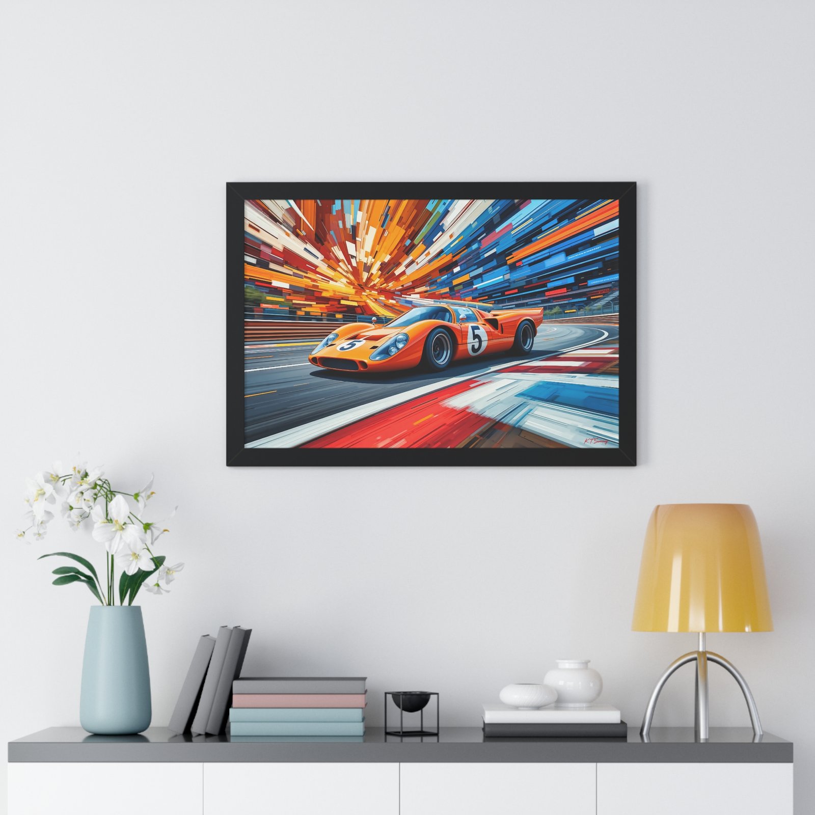 McLaren Le Mans Inspired Racing Car Wall Art Framed Print in Classic Papaya | Studio Edition Motorsport Artwork - Image 8