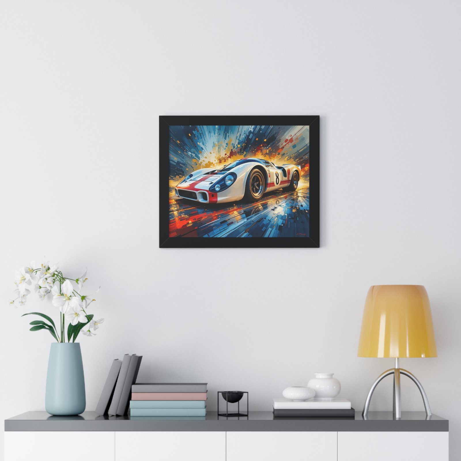 Limited Edition Porsche Le Mans Racing Car Wall Art Framed Print with 3D Textured Color Background | Collector’s Motorsport Artwork - Image 2