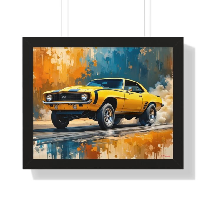 1969 Yellow Camaro Hot Rod Gasser Wall Art Framed Print | Studio Edition Collector’s Classic Camaro Artwork