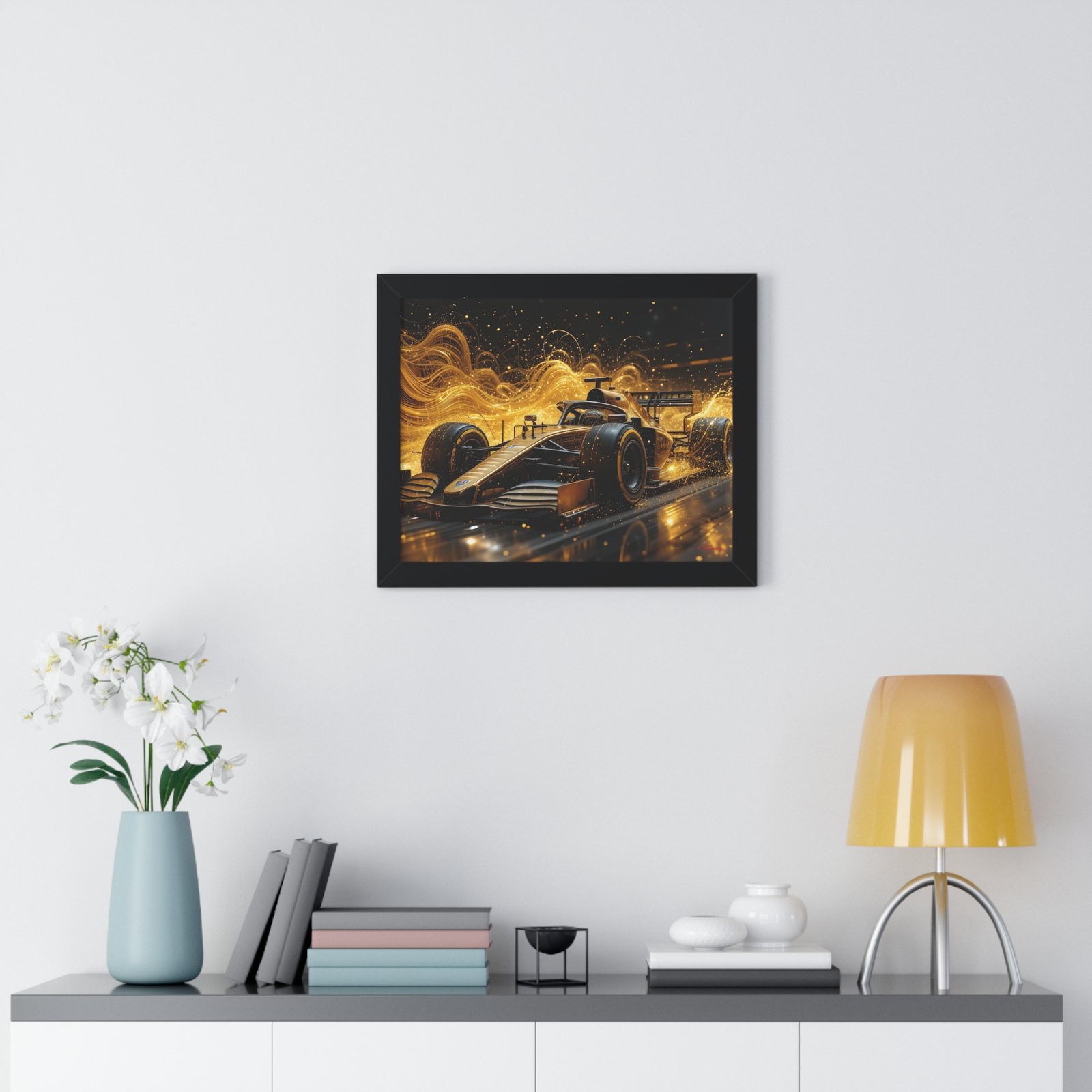 Limited Edition Dynamic Formula 1 Car Wall Art Framed Print with Abstract Motion Textured Design | Collector’s Motorsport Artwork - Image 2