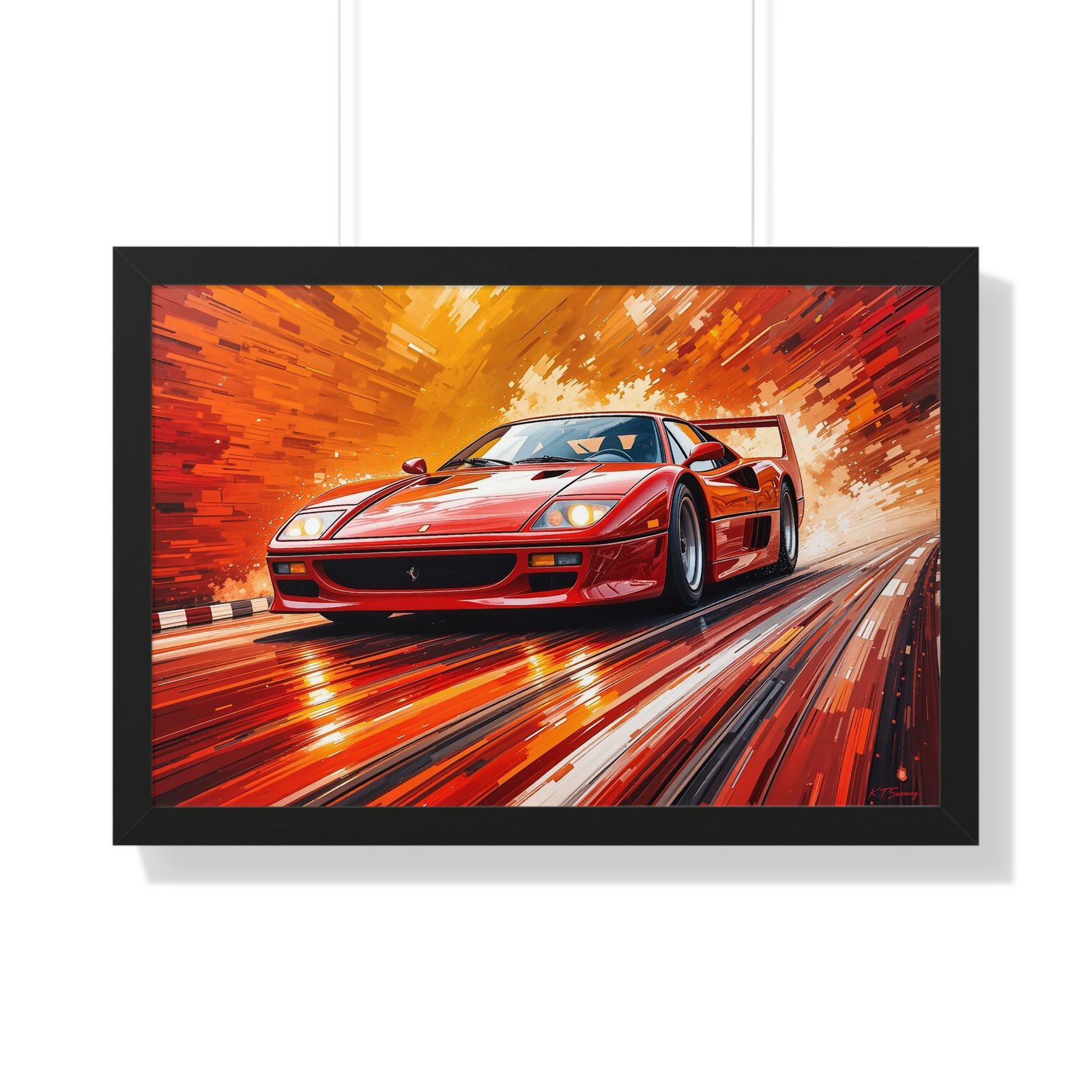 Limited Edition Ferrari F40 Wall Art Framed Print with 3D Textured Paint Style | Classic Ferrari Collector’s Artwork with Certificate - Image 7