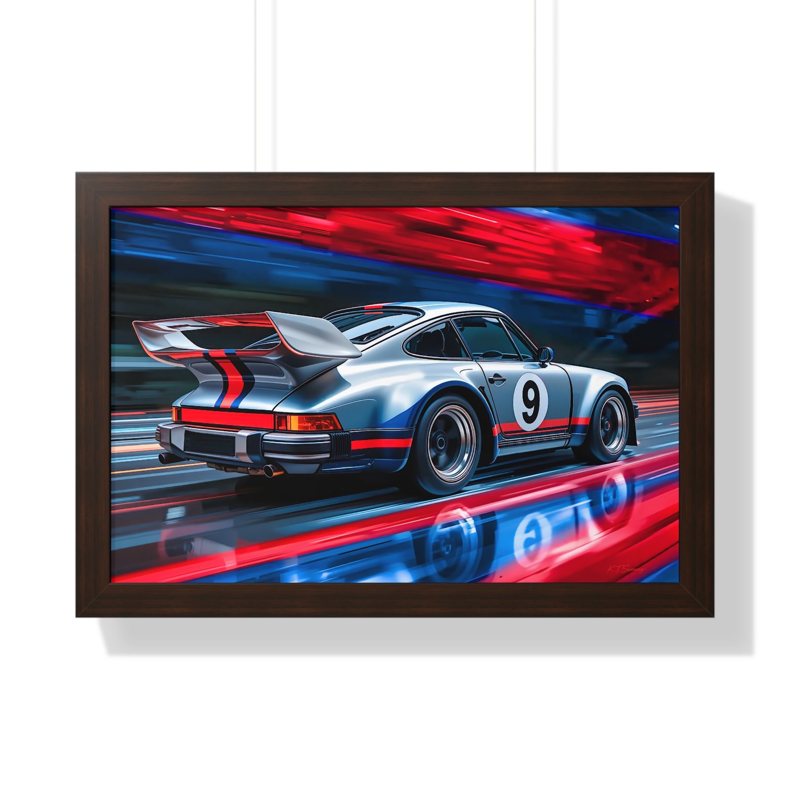 Limited Edition Classic Porsche 930 Turbo in Silver Wall Art Framed Print | Collector’s Porsche Artwork - Image 13