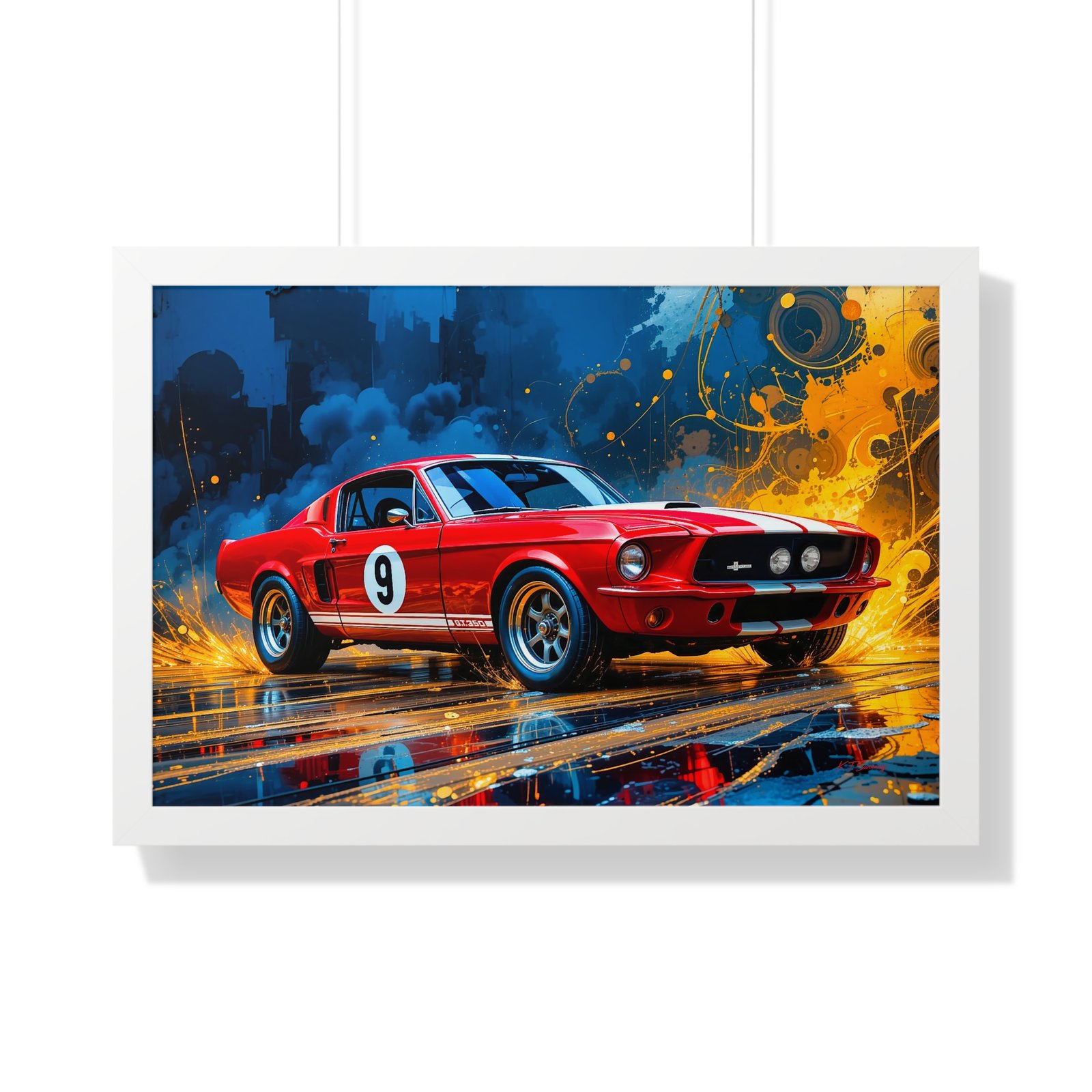 Exclusive Edition 1967 Red Shelby Mustang TransAm Inspired Racing Car Wall Art Framed Print | Collector’s Classic Mustang Artwork - Image 25