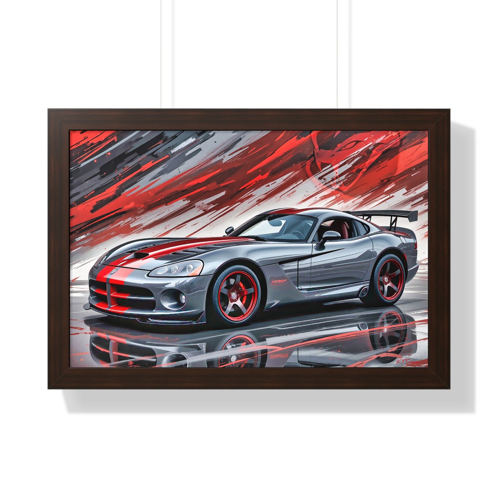 2010 Dodge Viper SRT-10 Final Edition Wall Art Framed Print in Gray with Red Stripes | Studio Edition Collector’s Artwork - Image 13