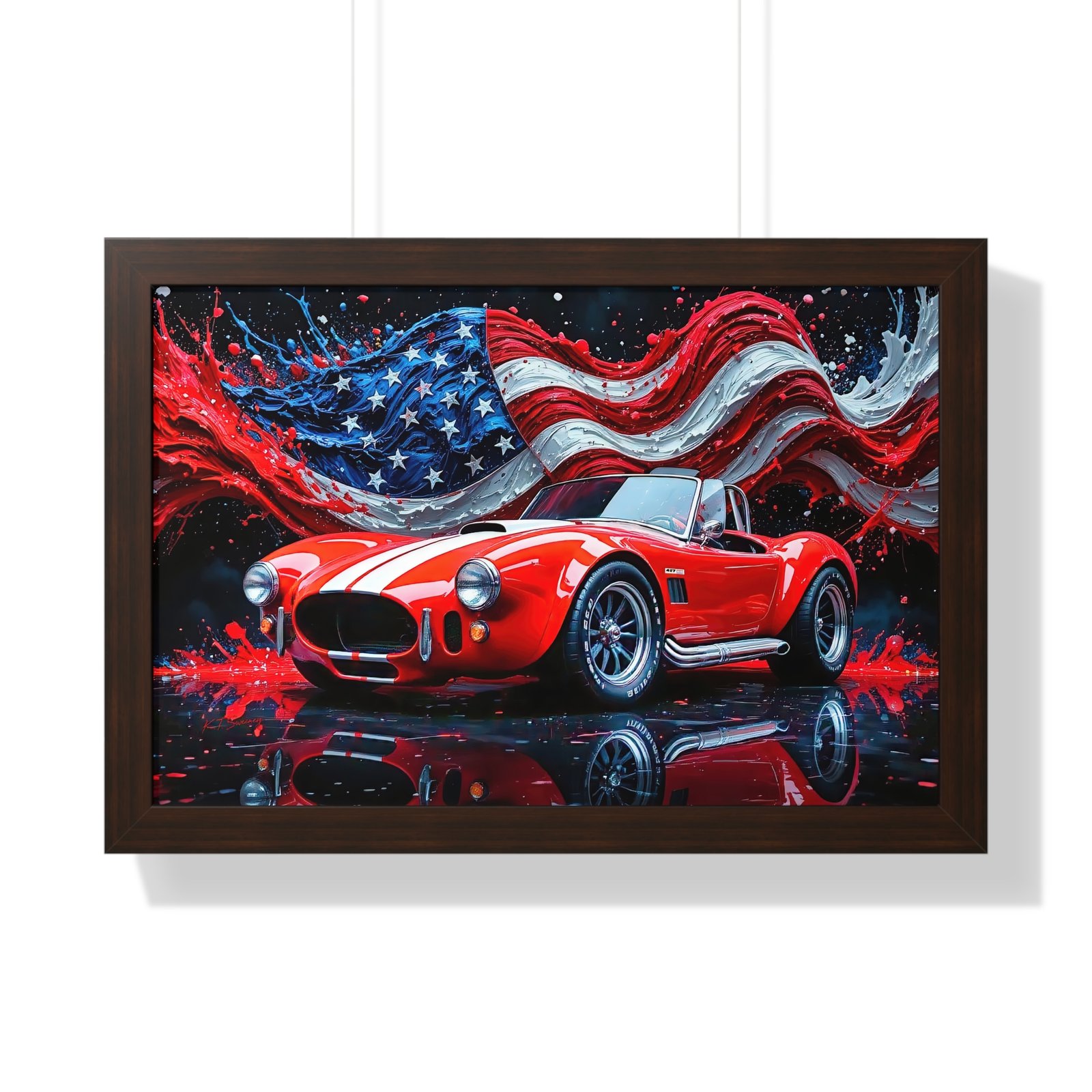 Exclusive Edition Red Shelby Cobra with White Stripes and USA Patriot theme | Collector’s Shelby Artwork - Image 13
