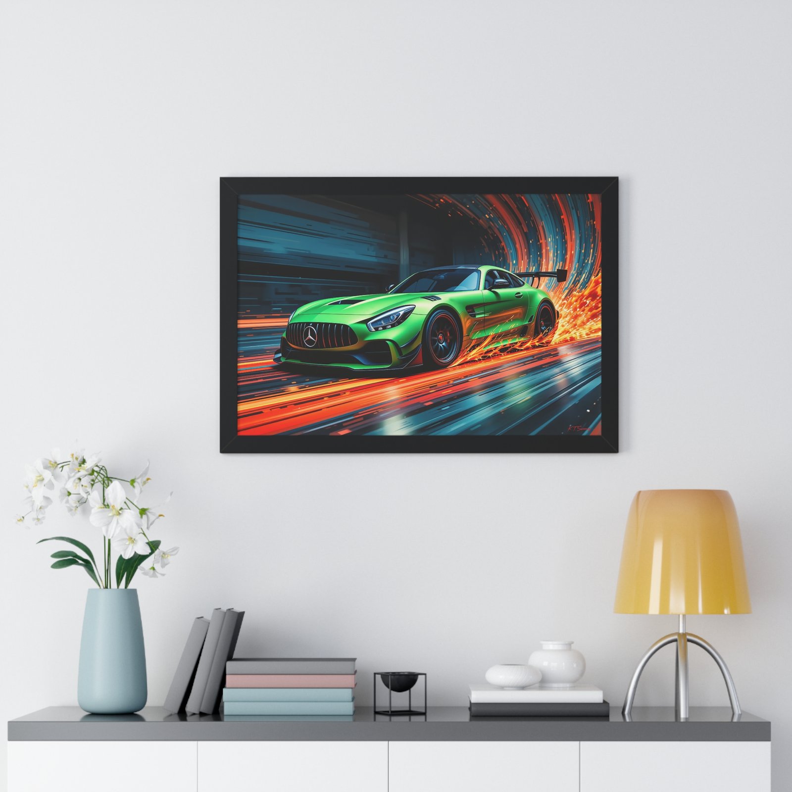 Limited Edition Mercedes IMSA GTD Racing Car Wall Art Framed Print in Metallic Green | Collector’s Motorsport Artwork - Image 5