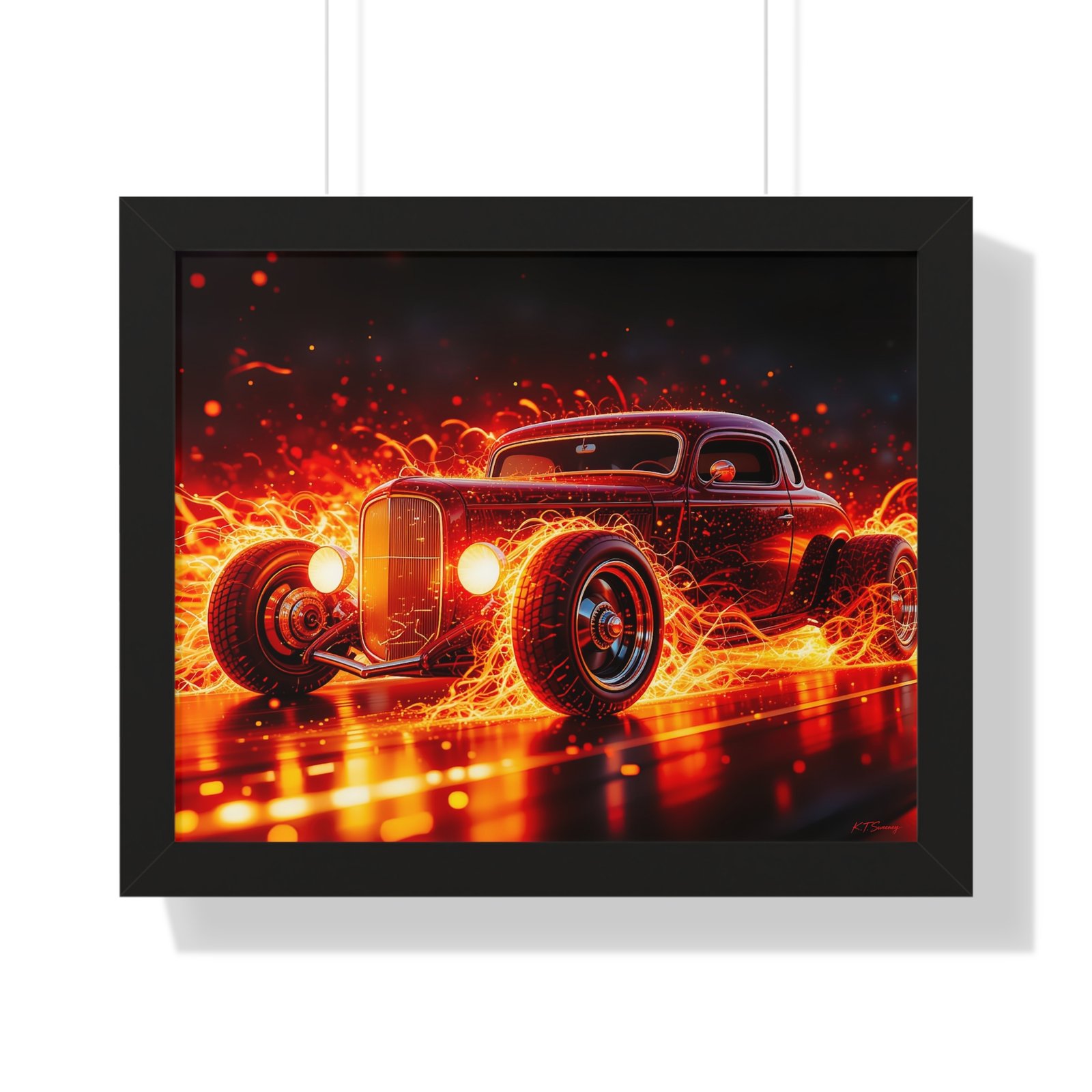 Limited Edition Hot Rod Wall Art Framed Print with Ethereal Flames