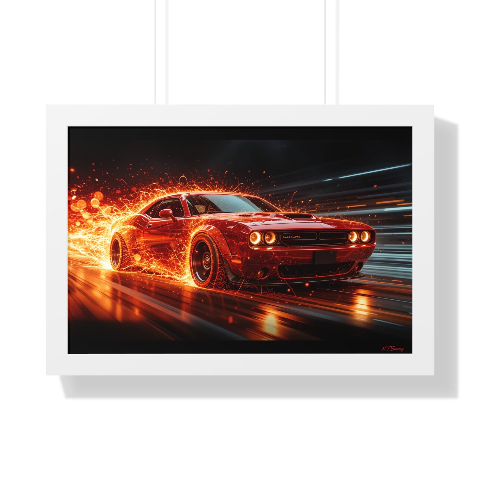 Limited Edition Dodge Hellcat Wall Art Framed Print with Ethereal Flames | Collector’s Muscle Car Artwork - Image 22