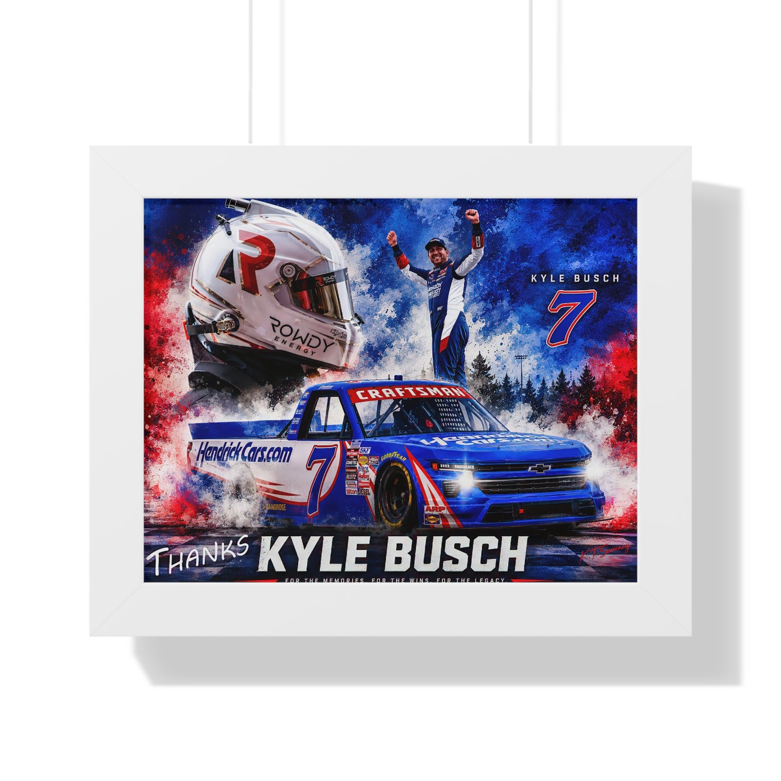 Kyle Busch #7 NASCAR Truck Tribute | Limited Edition Motorsports Wall Art | HendrickCars.com Craftsman Truck Series | Framed Racing Artwork - Image 13