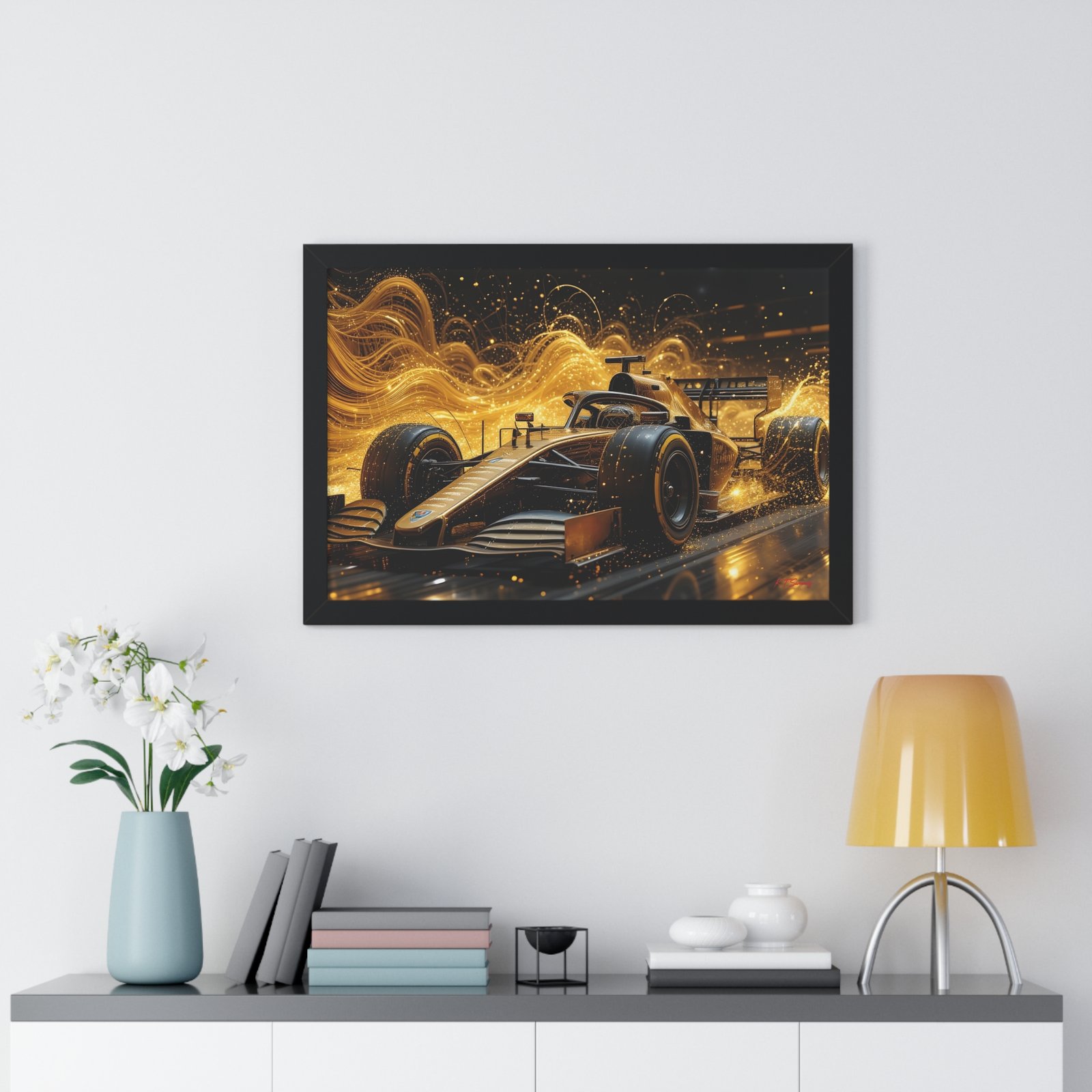 Limited Edition Dynamic Formula 1 Car Wall Art Framed Print with Abstract Motion Textured Design | Collector’s Motorsport Artwork - Image 8