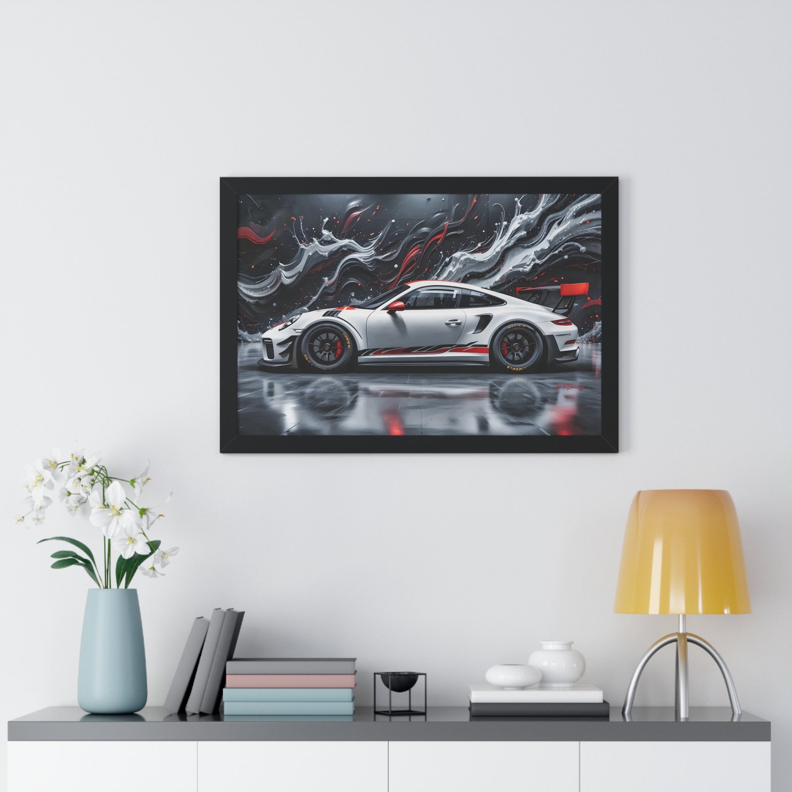 Limited Edition Porsche 911 GT3 Wall Art Framed Print with 3D Textured Oil Paint Style Background | Collector’s Porsche Artwork - Image 8