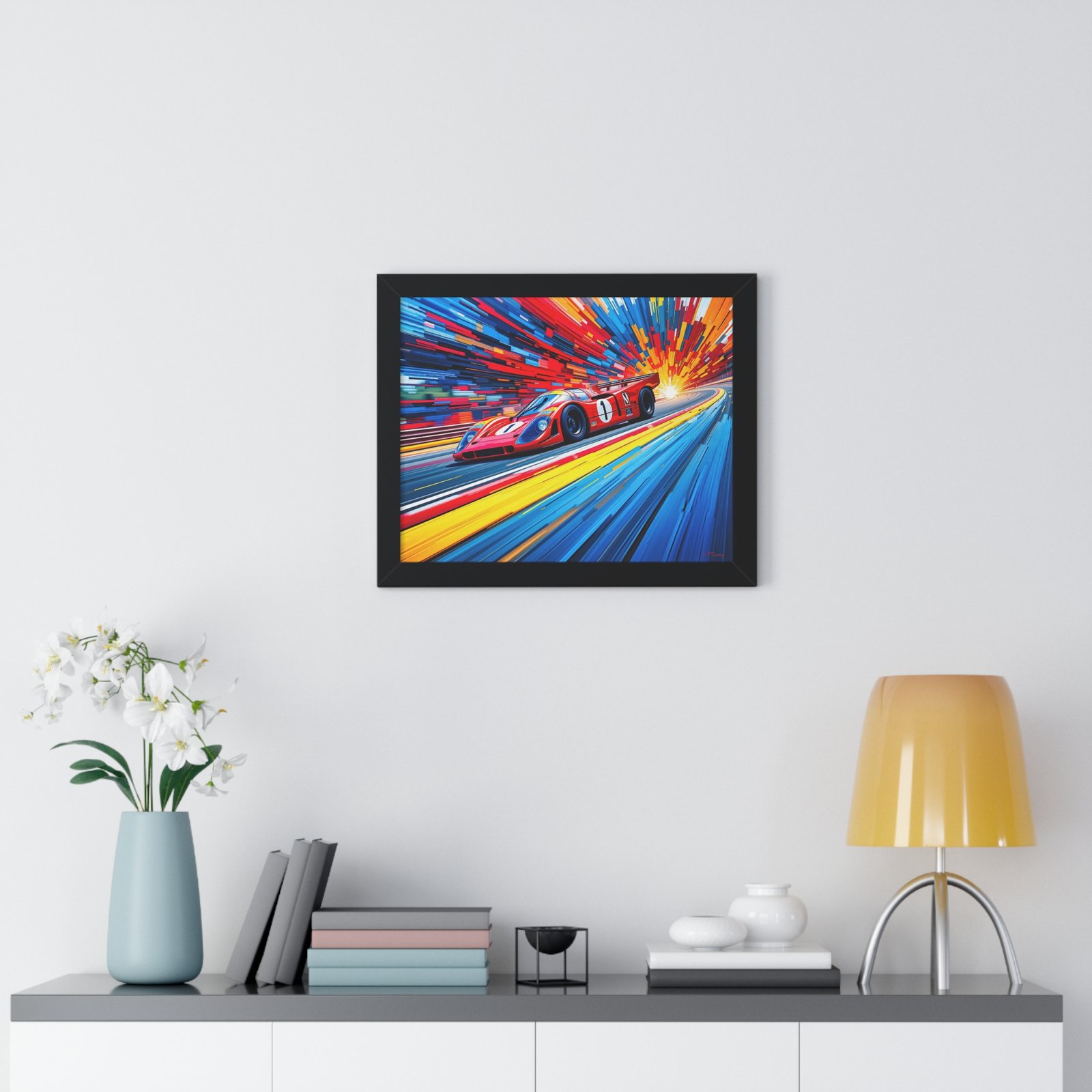Limited Edition Porsche Le Mans Racing Car Wall Art Framed Print with 3D Textured Color Background | Collector’s Motorsport Artwork - Image 2