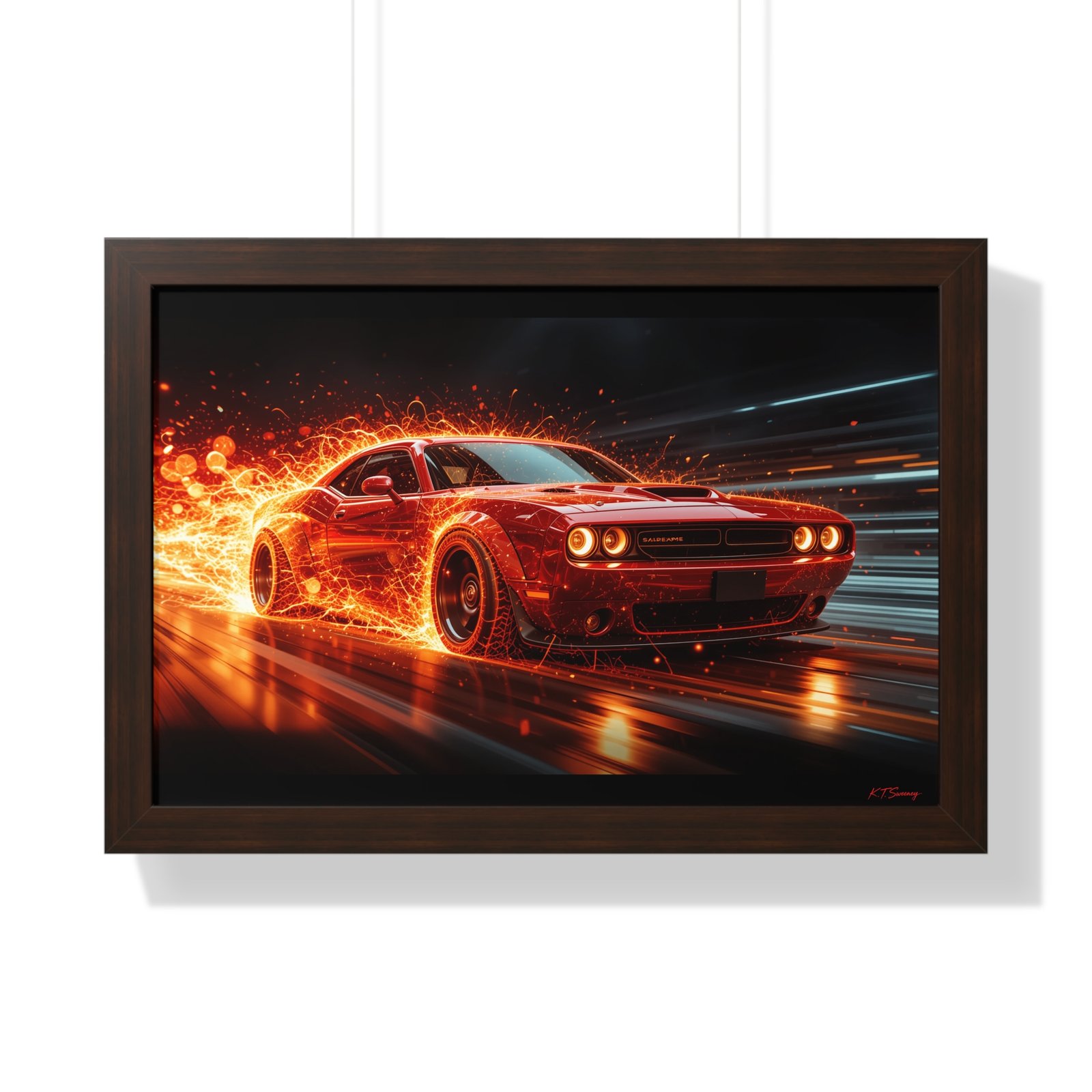 Limited Edition Dodge Hellcat Wall Art Framed Print with Ethereal Flames | Collector’s Muscle Car Artwork - Image 13
