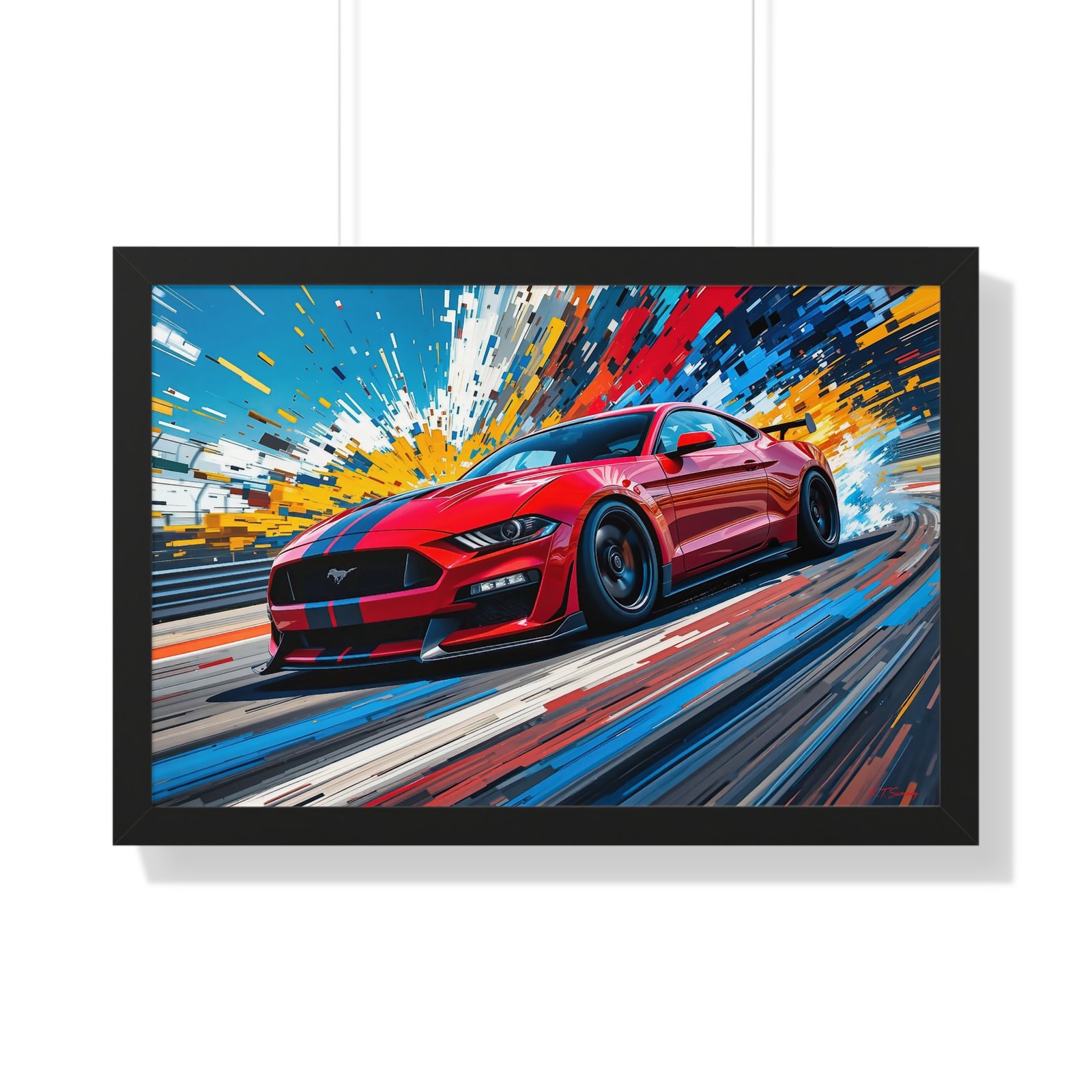 Exclusive Edition Red Mustang GT Wall Art Framed Print with Exploding Color Burst Background | Collector’s Mustang Artwork - Image 7