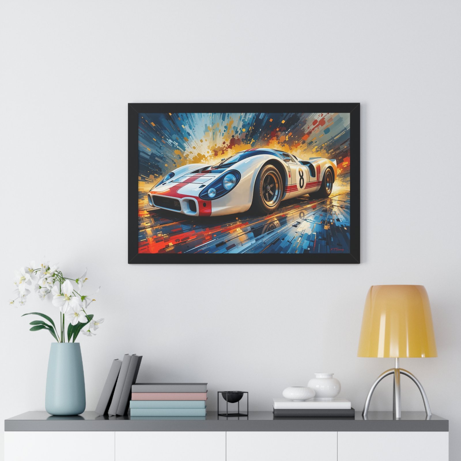 Limited Edition Porsche Le Mans Racing Car Wall Art Framed Print with 3D Textured Color Background | Collector’s Motorsport Artwork - Image 8
