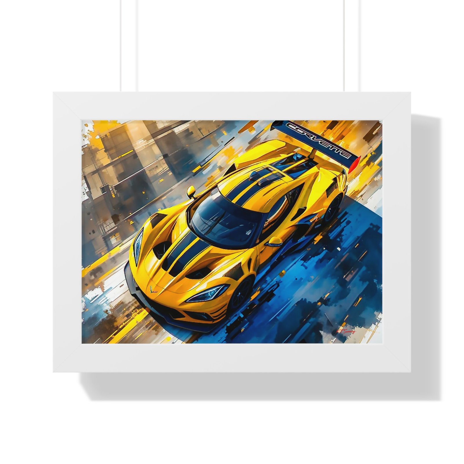 Exclusive Edition Yellow C8 Corvette Original Design | Collector’s Corvette Artwork - Image 22