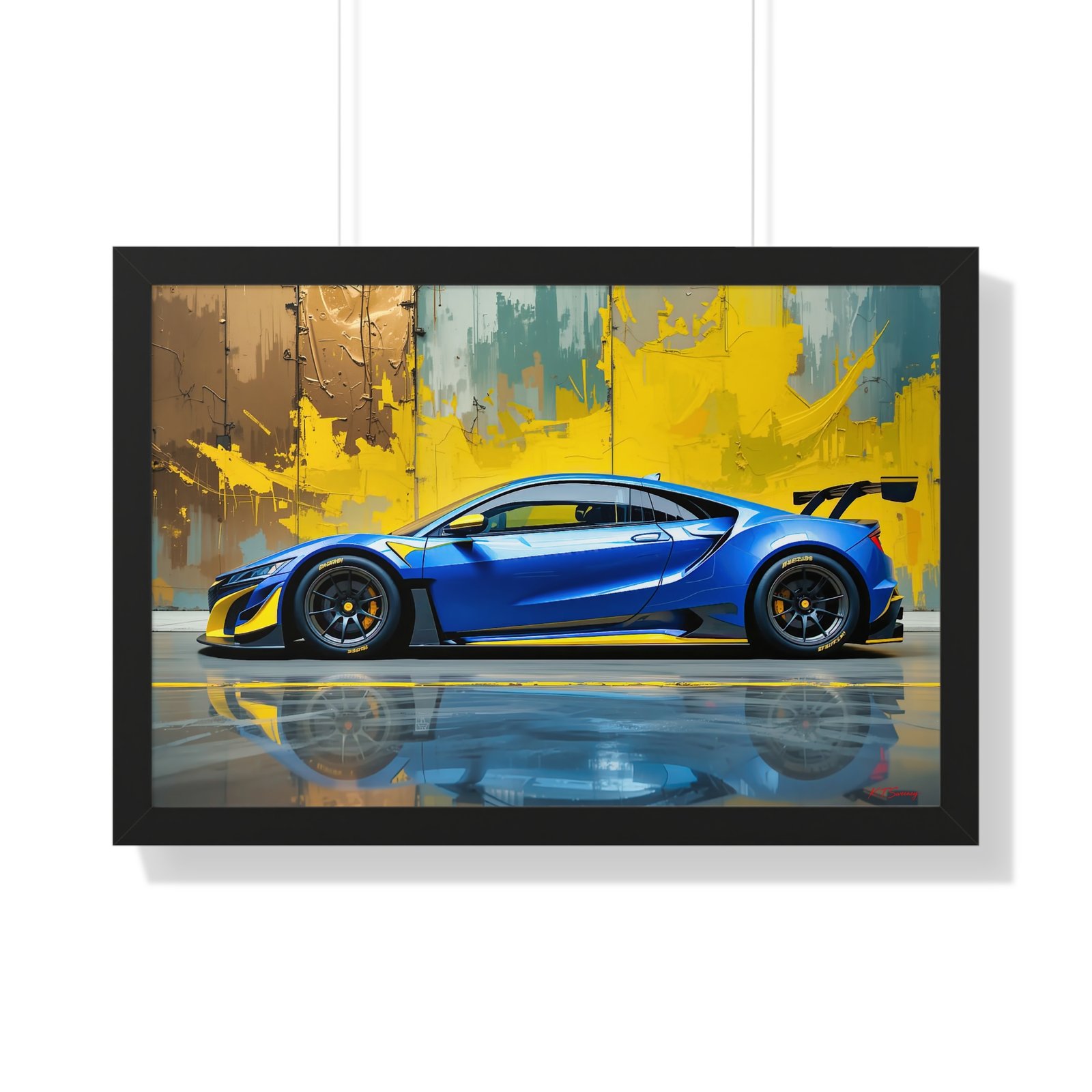Acura NSX Wall Art Framed Print with Dramatic Textured Paint Style Background | Studio Edition Collector’s Artwork - Image 7