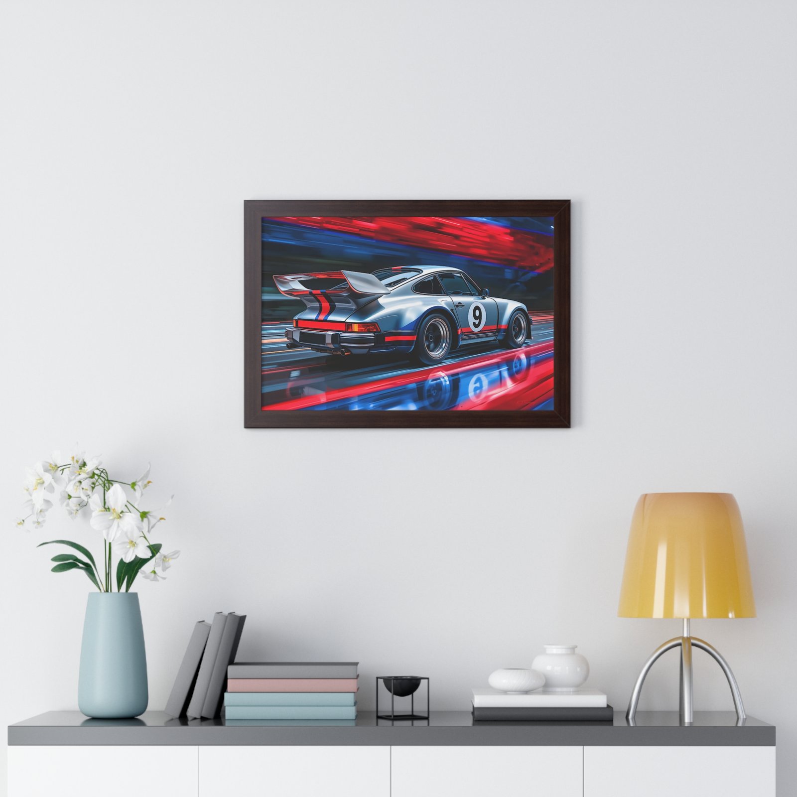 Limited Edition Classic Porsche 930 Turbo in Silver Wall Art Framed Print | Collector’s Porsche Artwork - Image 14