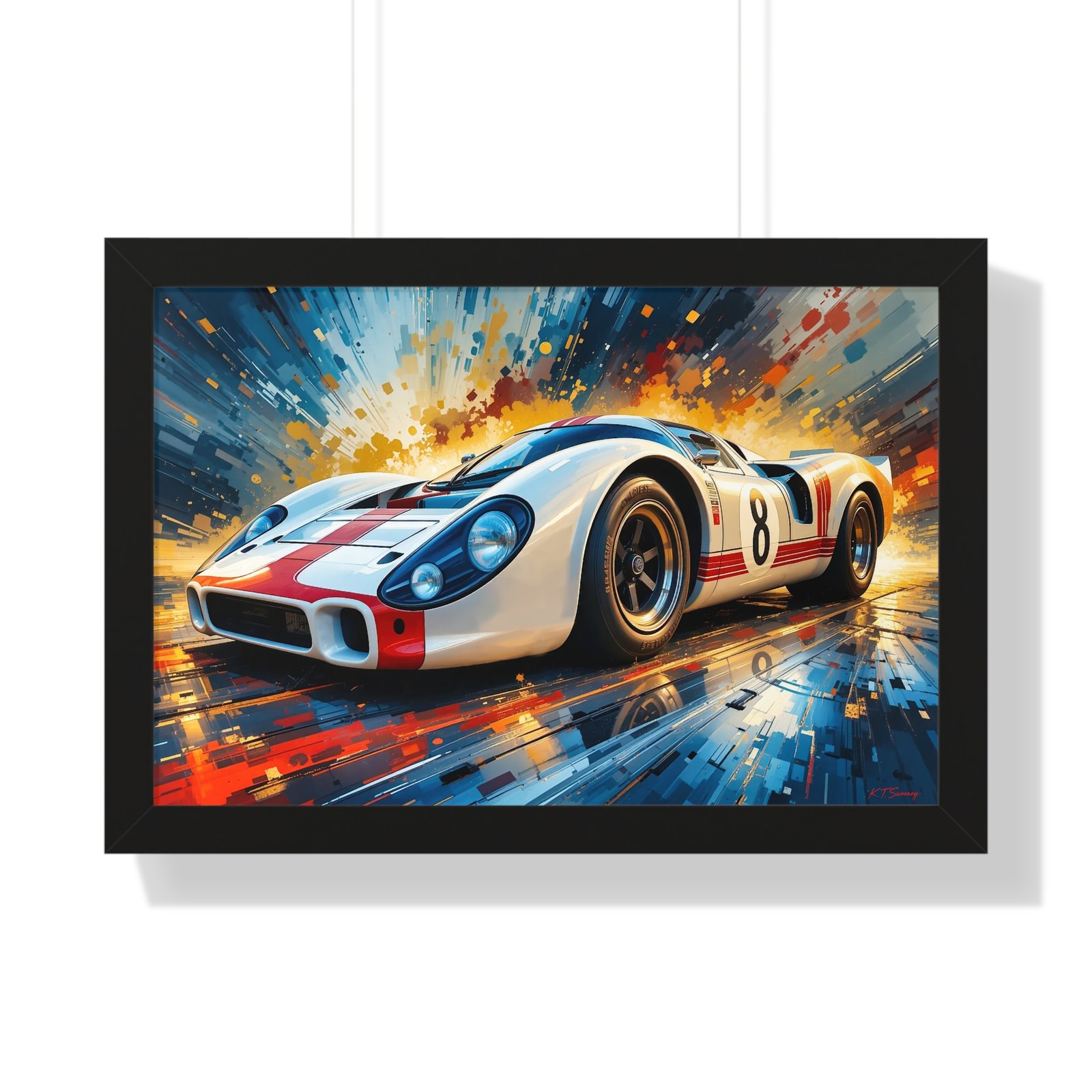 Limited Edition Porsche Le Mans Racing Car Wall Art Framed Print with 3D Textured Color Background | Collector’s Motorsport Artwork - Image 4
