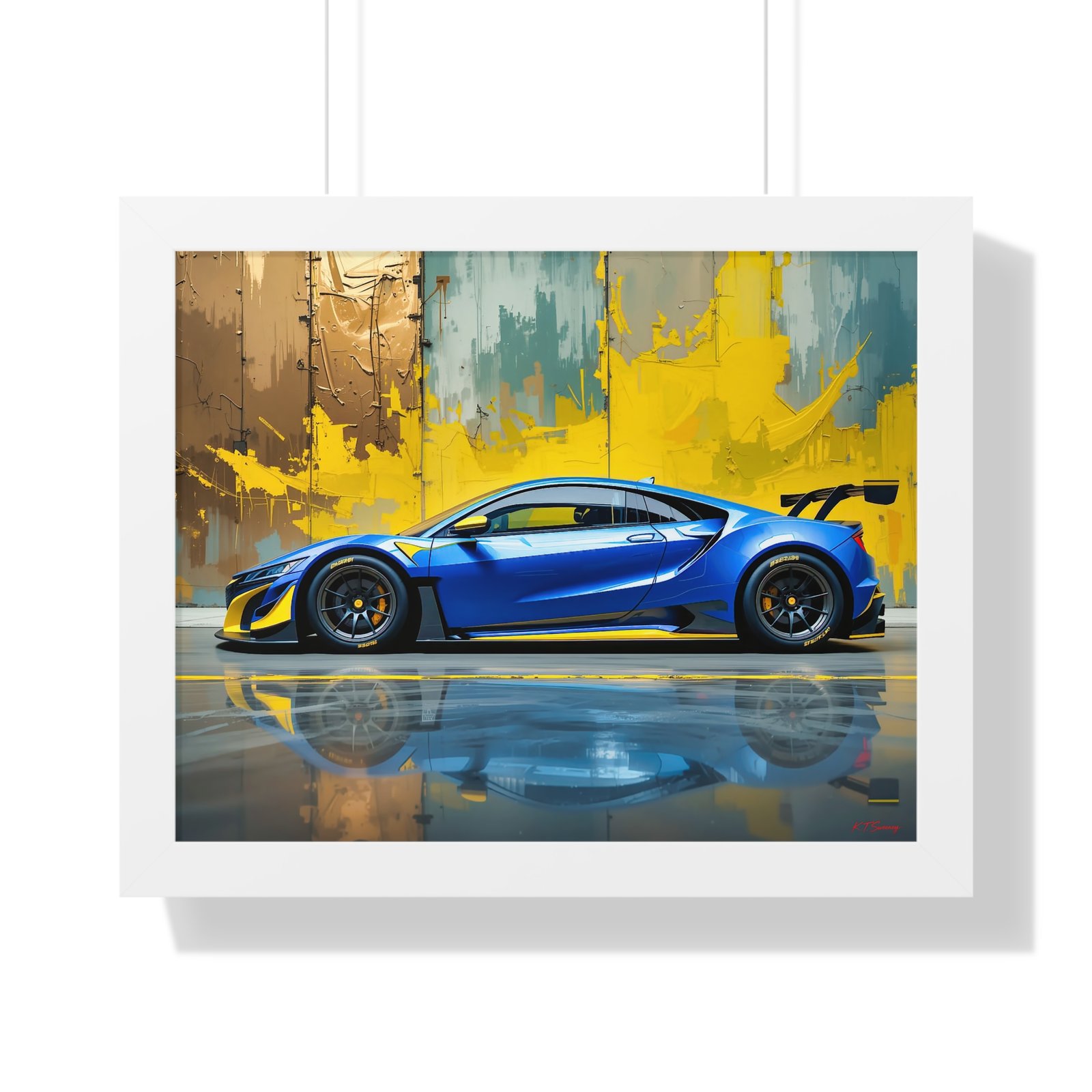 Acura NSX Wall Art Framed Print with Dramatic Textured Paint Style Background | Studio Edition Collector’s Artwork - Image 19