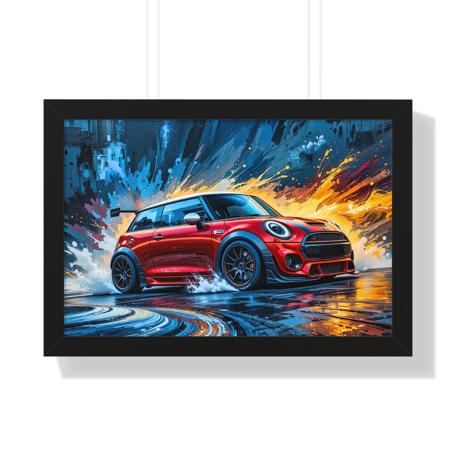 Limited Edition Red Mini Cooper S Racing Car Wall Art Framed Print | Collector’s Classic Mini Artwork - Image 4