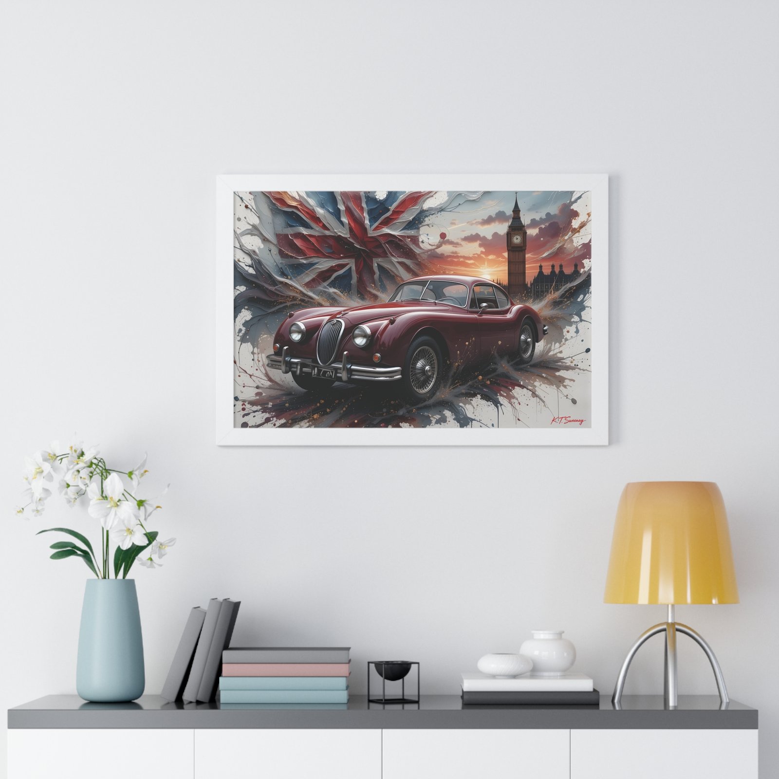 Limited Edition 1956 Jaguar XK140 Coupe Wall Art Framed Print with Union Jack | Tower of London Backdrop | Classic Jaguar Collector’s Artwork - Image 26