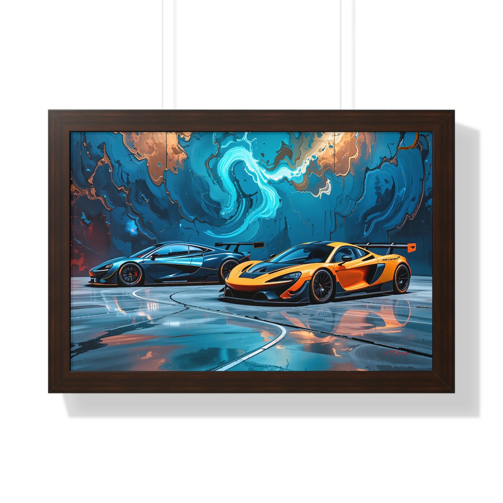 Limited Edition Duo of IMSA-Inspired McLaren Supercars Wall Art Framed Print with 3D Textured Dynamic Colors | Collector’s Motorsport Artwork - Image 13