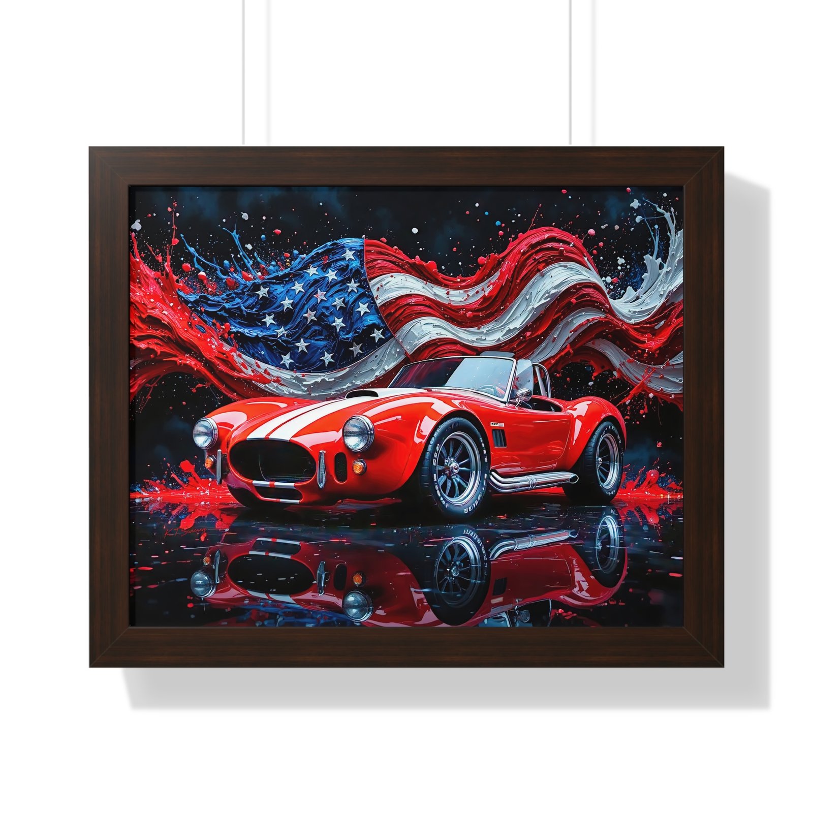 Exclusive Edition Red Shelby Cobra with White Stripes and USA Patriot theme | Collector’s Shelby Artwork - Image 10
