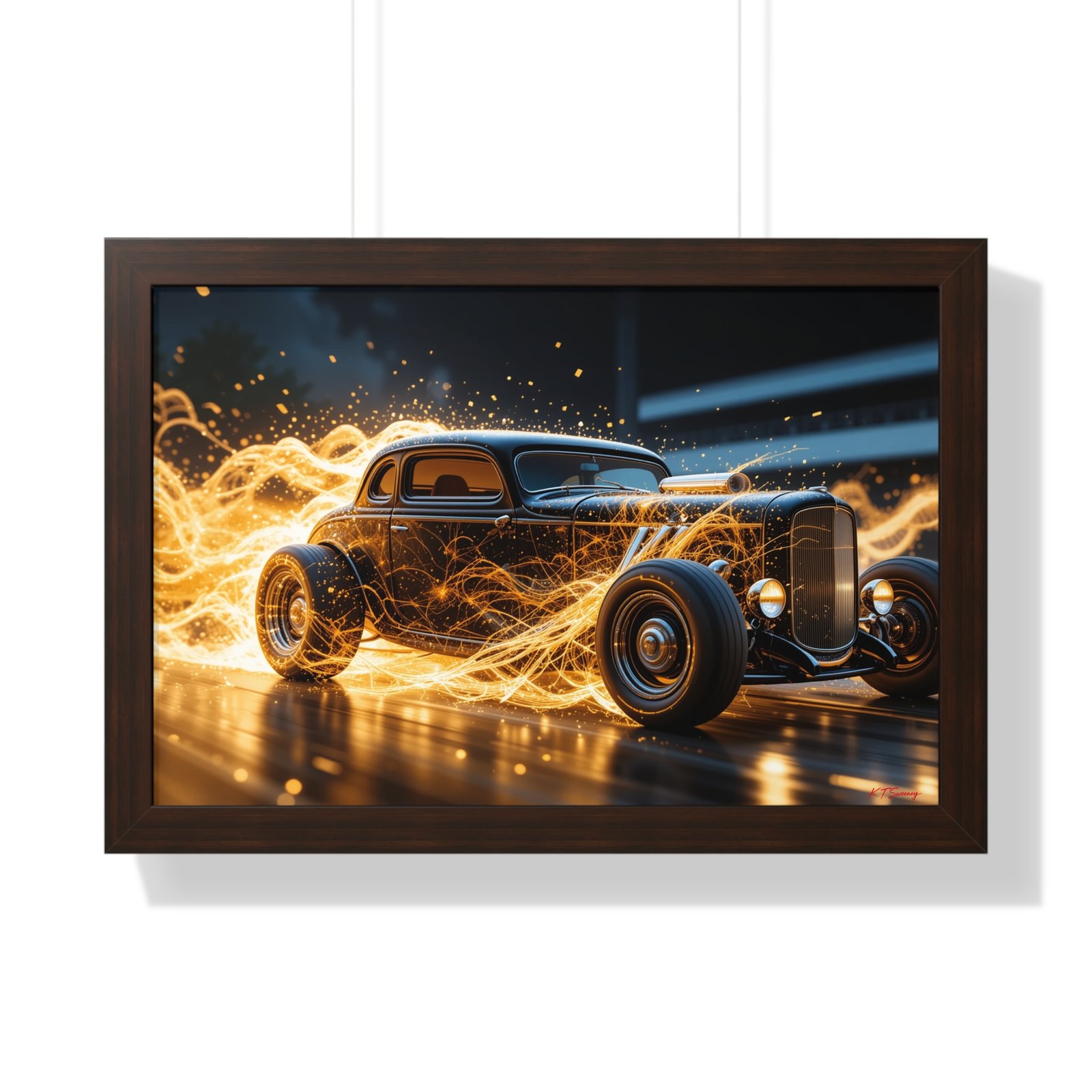 Limited Edition Futuristic Hot Rod Wall Art Framed Print with Translucent Ghost Flames | Original Collector’s Car Artwork - Image 13