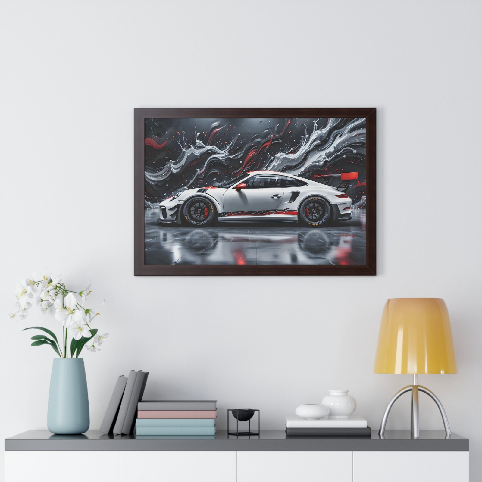 Limited Edition Porsche 911 GT3 Wall Art Framed Print with 3D Textured Oil Paint Style Background | Collector’s Porsche Artwork - Image 17