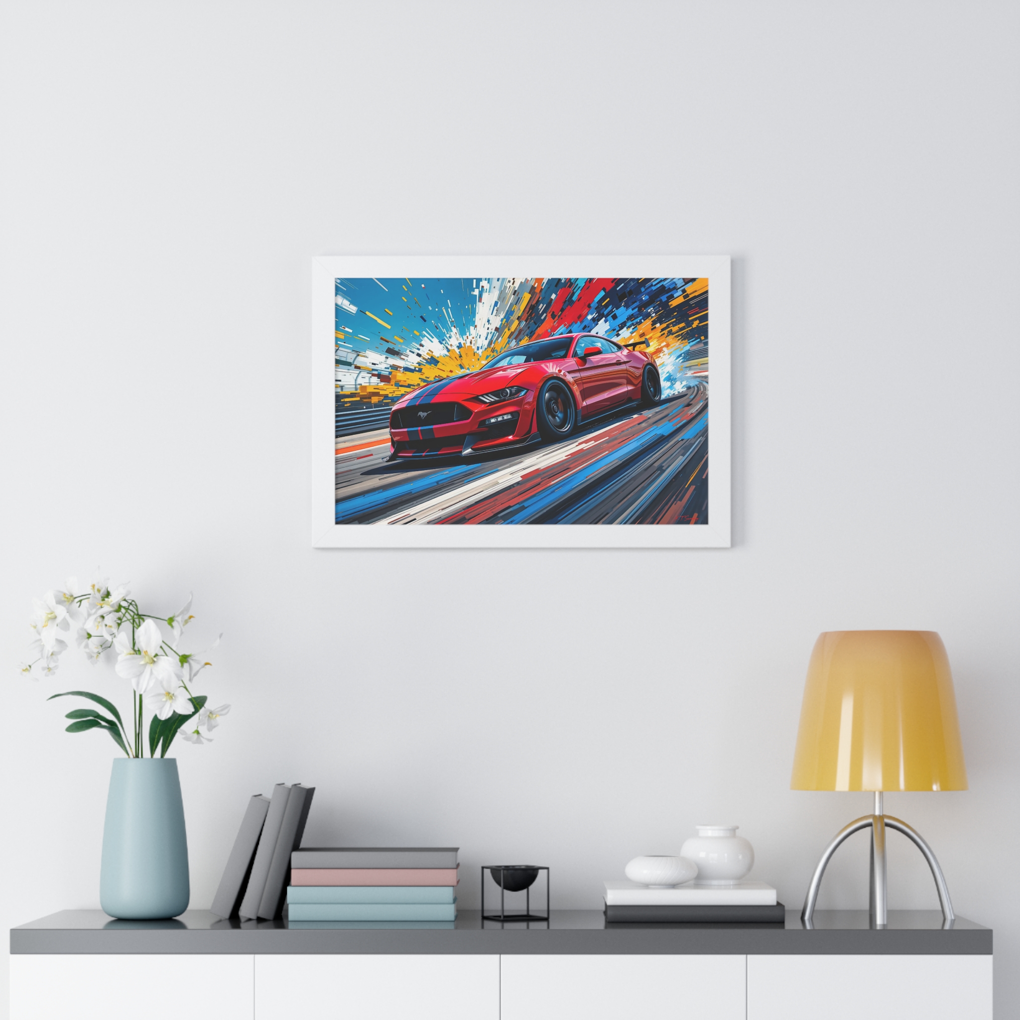 Exclusive Edition Red Mustang GT Wall Art Framed Print with Exploding Color Burst Background | Collector’s Mustang Artwork - Image 23