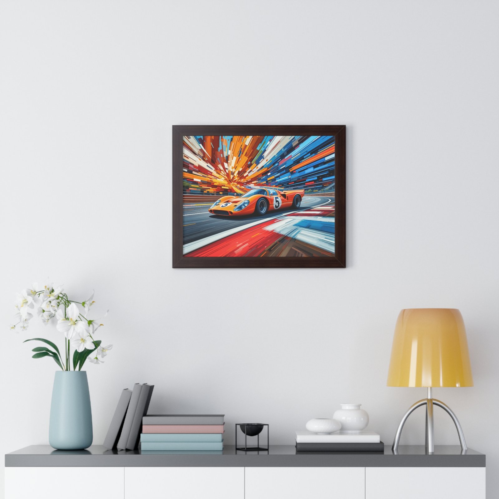 McLaren Le Mans Inspired Racing Car Wall Art Framed Print in Classic Papaya | Studio Edition Motorsport Artwork - Image 11