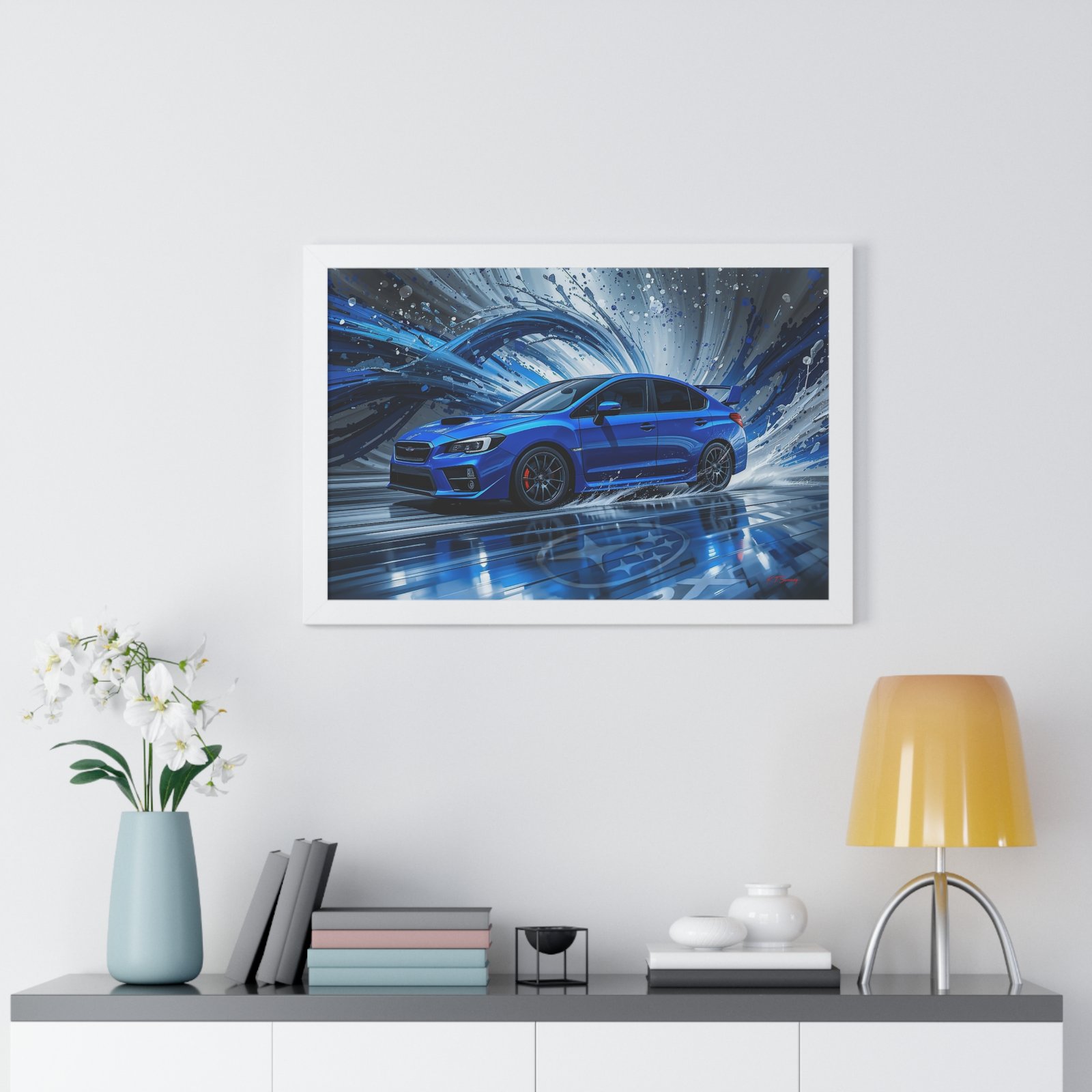 Limited Edition 2019 Subaru WRX Wall Art Framed Print with Textured Oil Paint Swirling Background | Collector’s Subaru Artwork - Image 17