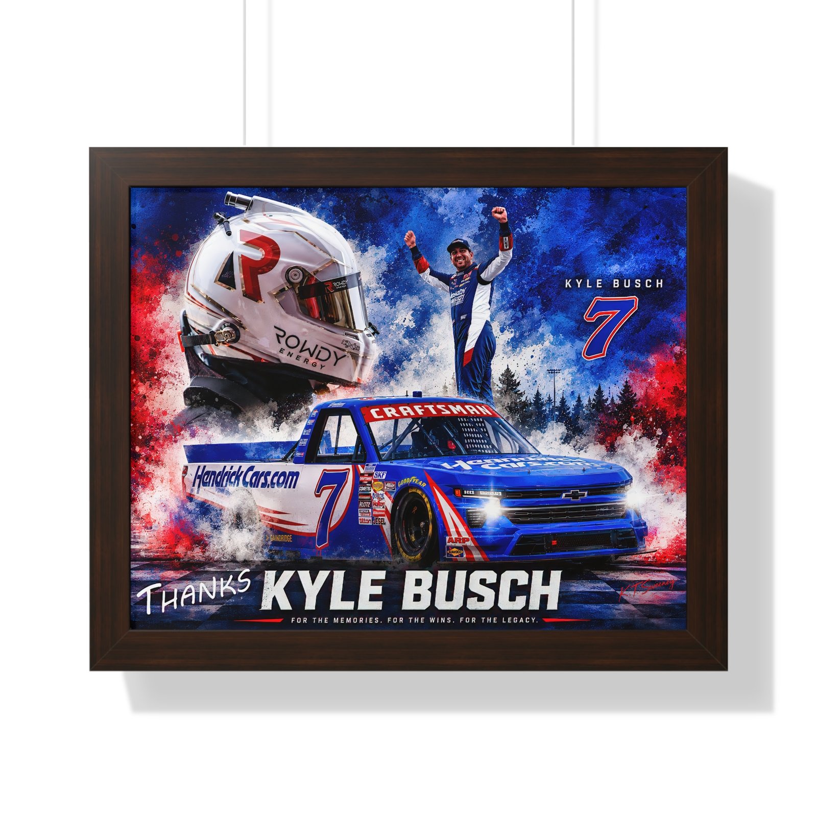 Kyle Busch #7 NASCAR Truck Tribute | Limited Edition Motorsports Wall Art | HendrickCars.com Craftsman Truck Series | Framed Racing Artwork - Image 10