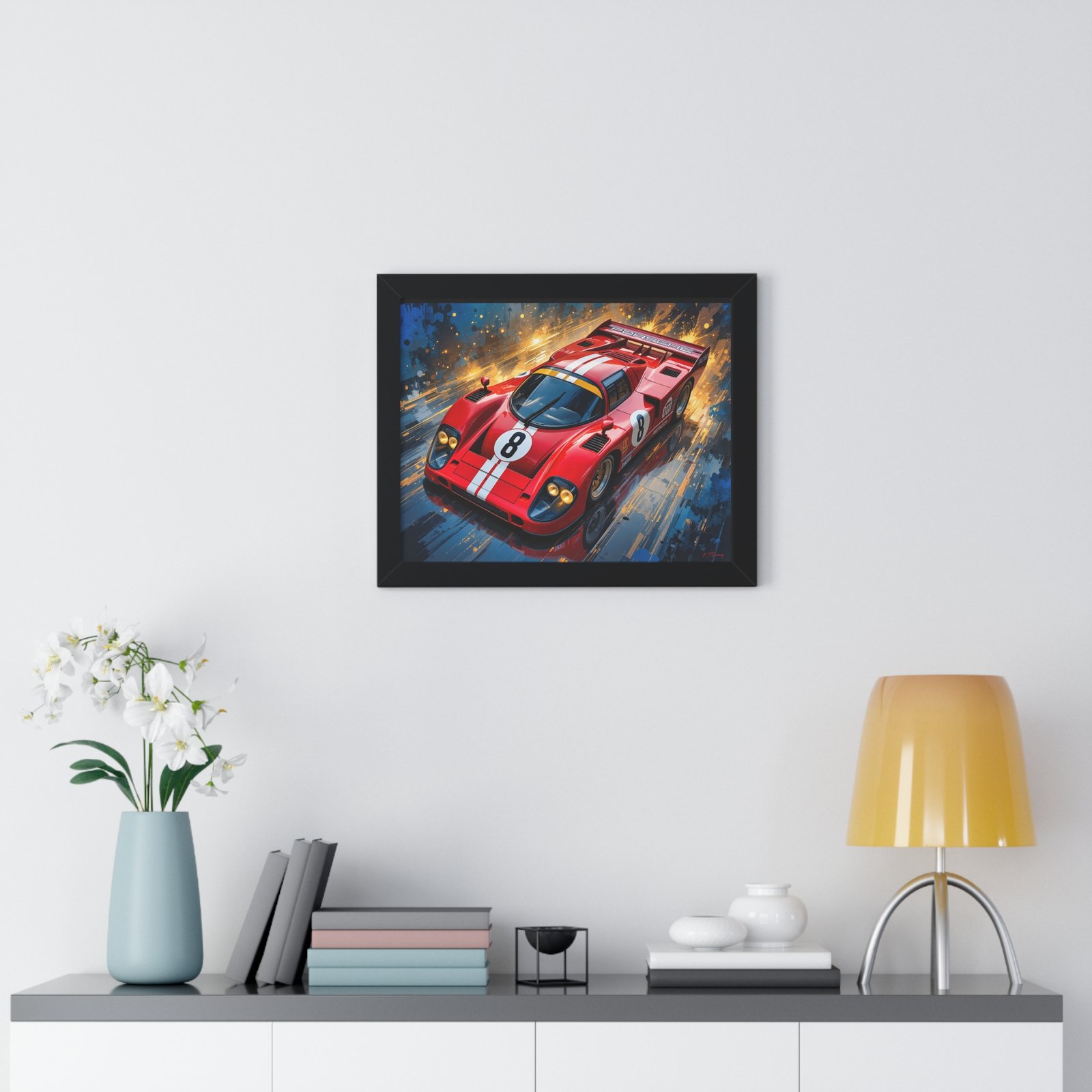 Limited Edition Red Porsche Le Mans Tribute Wall Art Framed Print | Original Classic Racing Collector’s Artwork - Image 2