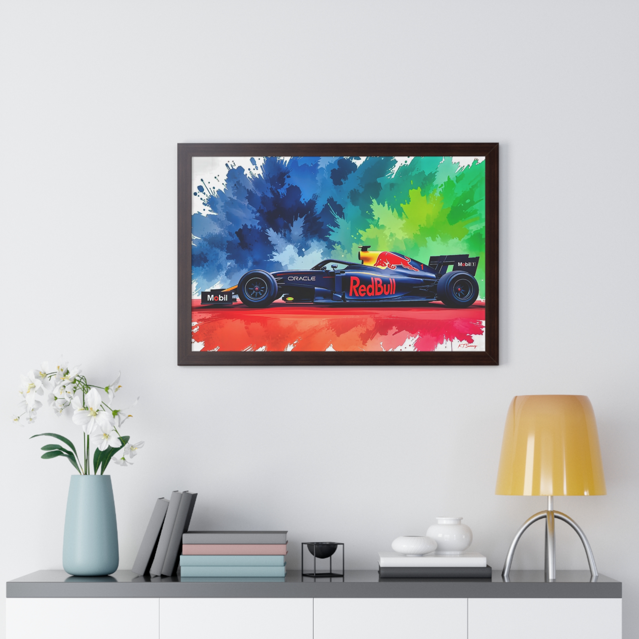 Limited Edition Red Bull F1 Wall Art Framed Print with Exploding Watercolor Style Design | Collector’s Formula 1 Artwork - Image 11