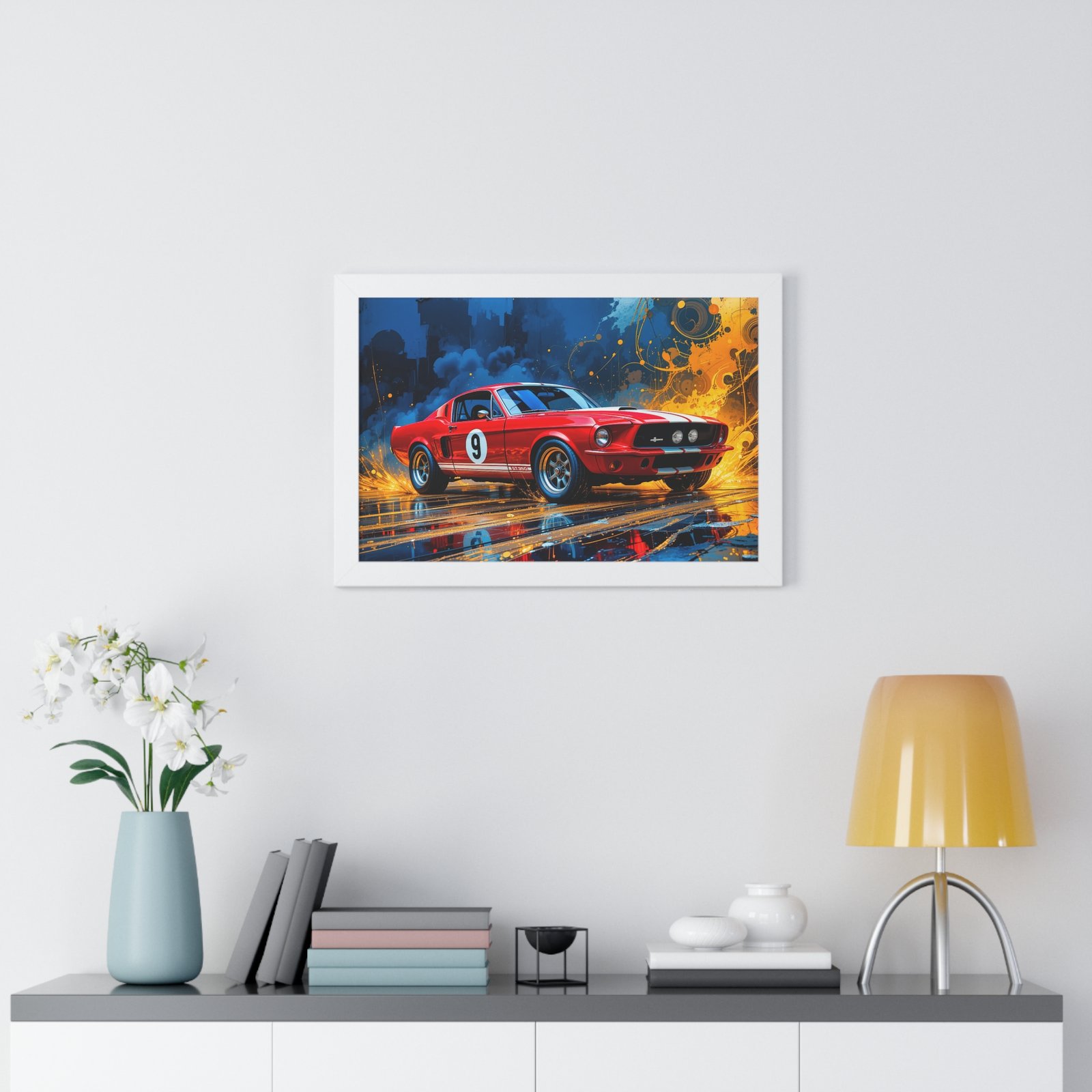 Exclusive Edition 1967 Red Shelby Mustang TransAm Inspired Racing Car Wall Art Framed Print | Collector’s Classic Mustang Artwork - Image 23