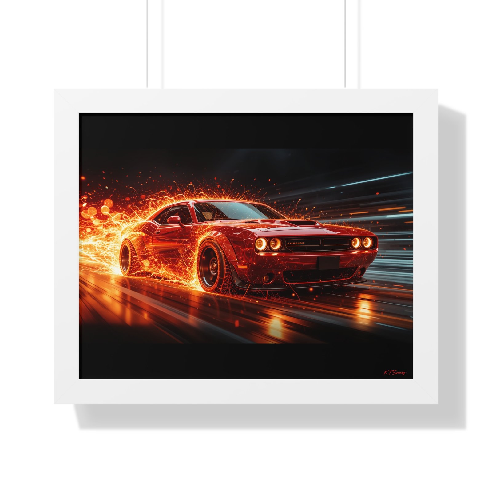 Limited Edition Dodge Hellcat Wall Art Framed Print with Ethereal Flames | Collector’s Muscle Car Artwork - Image 19
