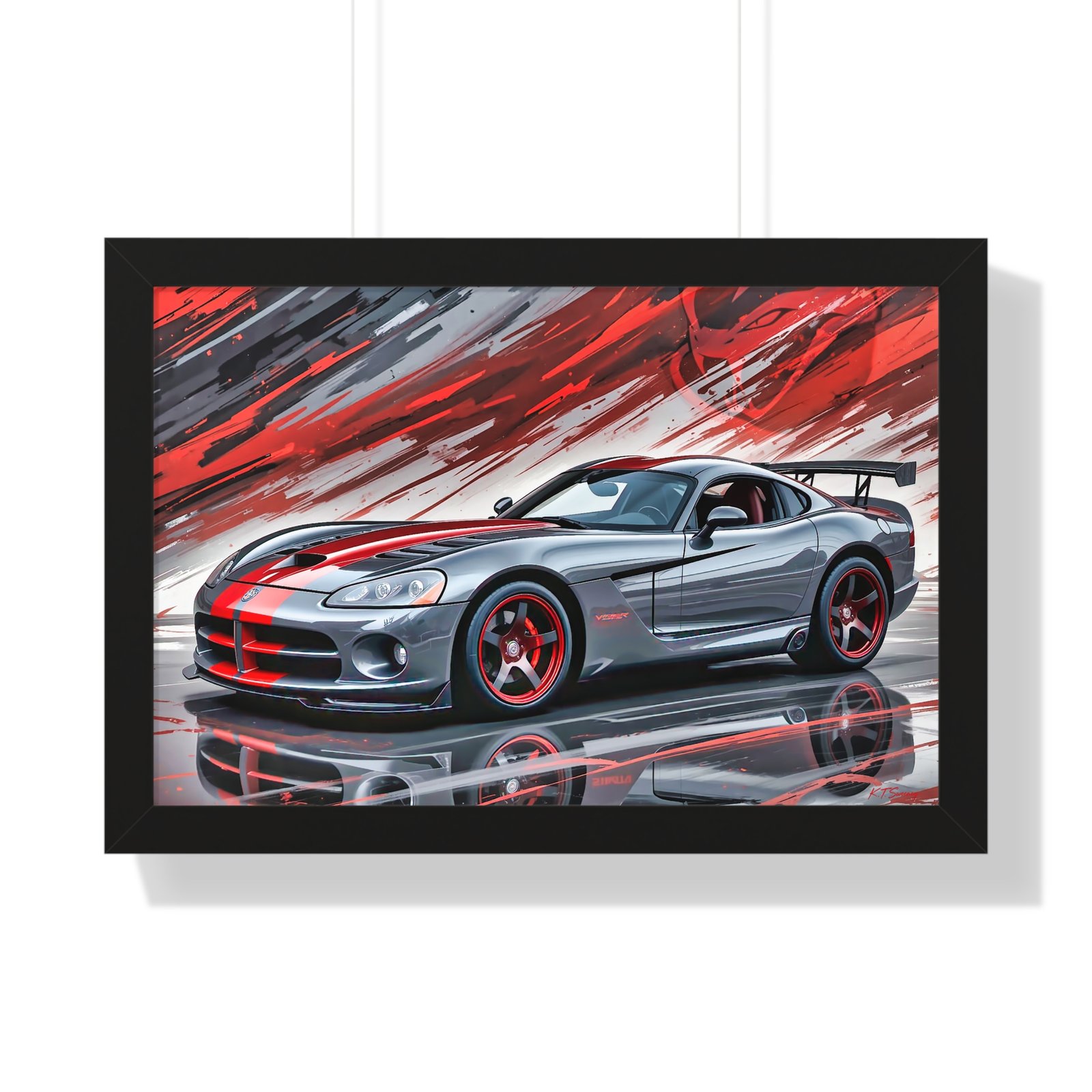 2010 Dodge Viper SRT-10 Final Edition Wall Art Framed Print in Gray with Red Stripes | Studio Edition Collector’s Artwork - Image 4
