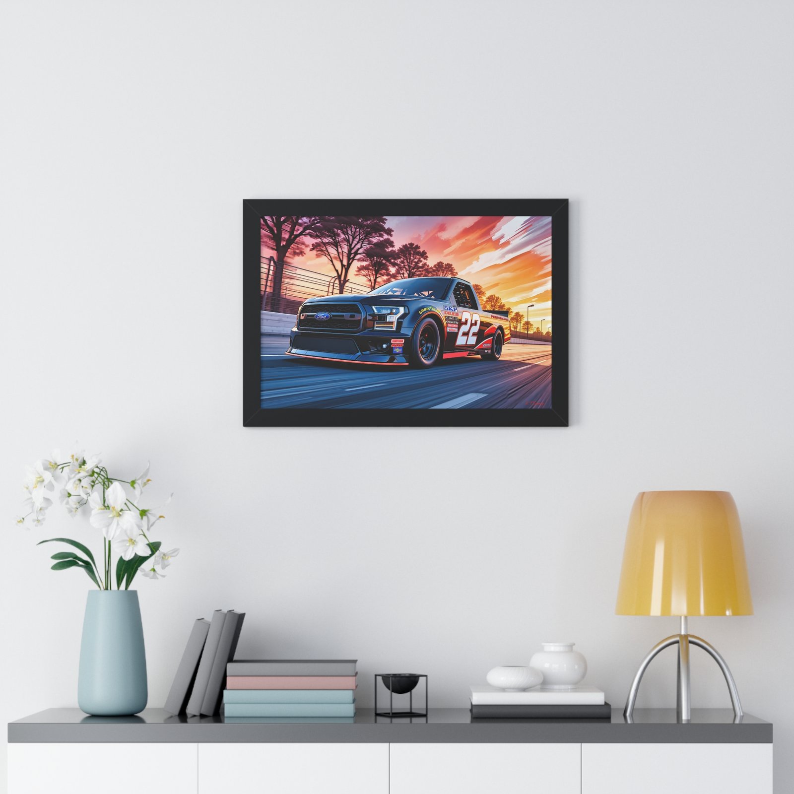 Frankie Muniz NASCAR Truck Wall Art Framed Print with Original Studio Edition Design | Collector’s Racing Artwork - Image 8