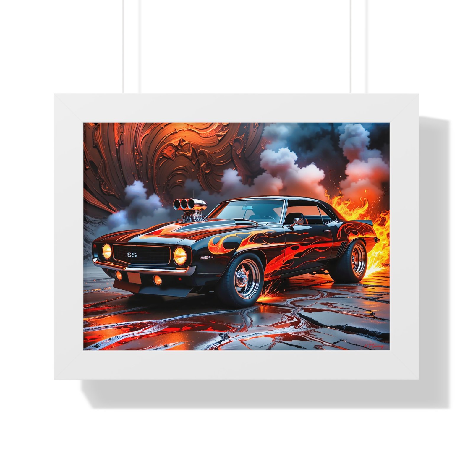 Limited Edition 1969 Camaro Hot Rod Wall Art Framed Print with Watercolor Textured Background | Collector’s Classic Camaro Artwork - Image 25