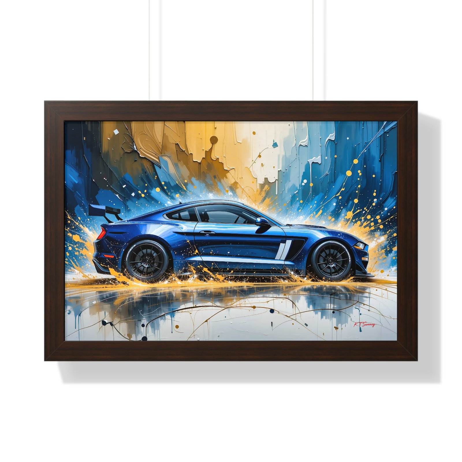 Limited Edition Mustang GT Wall Art Framed Print in Blue with White Stripes | Classic Mustang Collector’s Artwork - Image 13