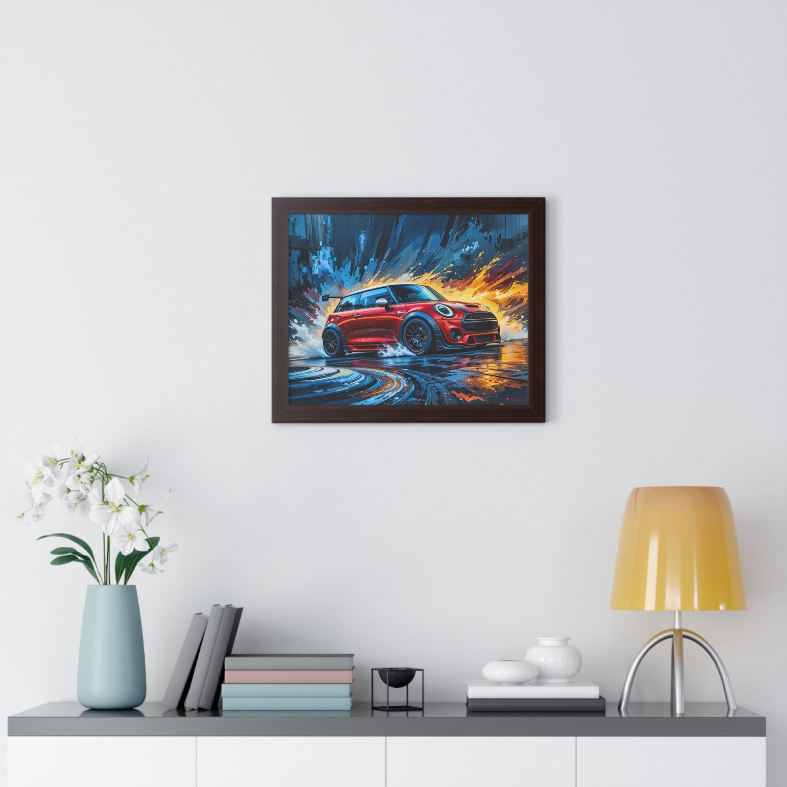 Limited Edition Red Mini Cooper S Racing Car Wall Art Framed Print | Collector’s Classic Mini Artwork - Image 11