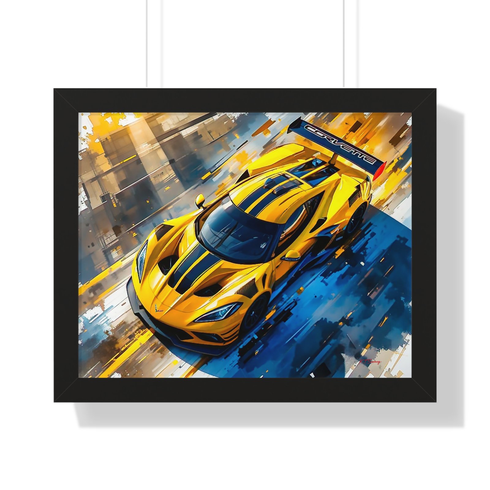 Exclusive Edition Yellow C8 Corvette Original Design | Collector’s Corvette Artwork - Image 13