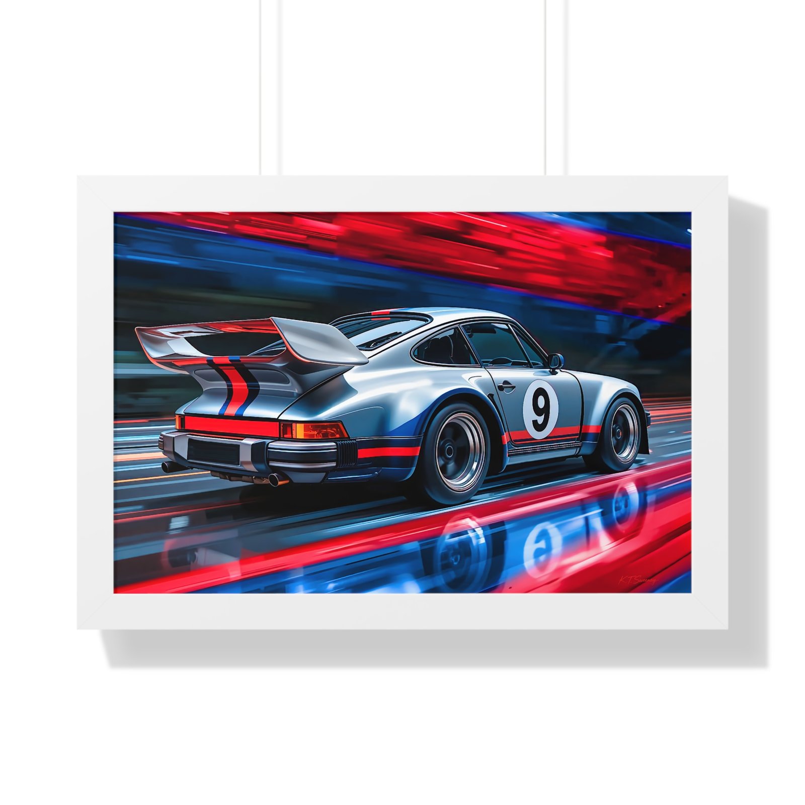 Limited Edition Classic Porsche 930 Turbo in Silver Wall Art Framed Print | Collector’s Porsche Artwork - Image 22